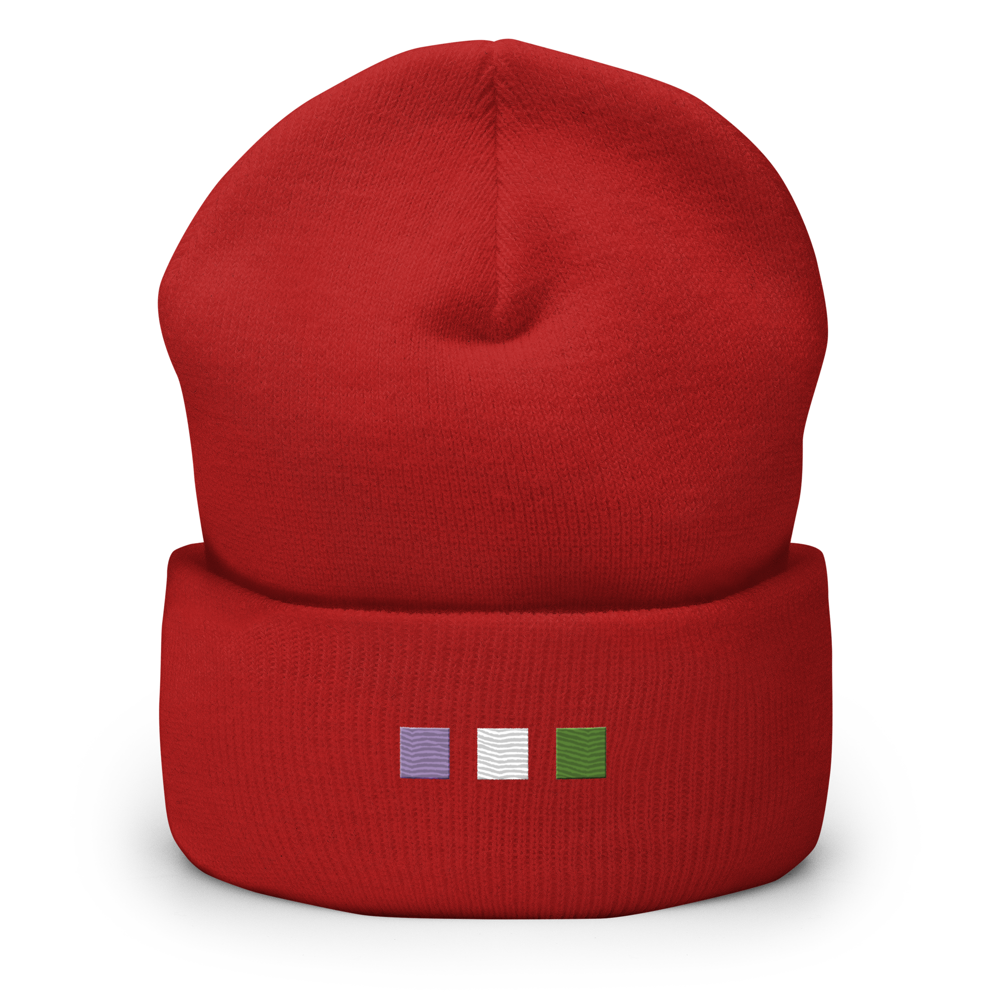 Embroidered Genderqueer Beanie: Pride Flag Horizontal Square Design