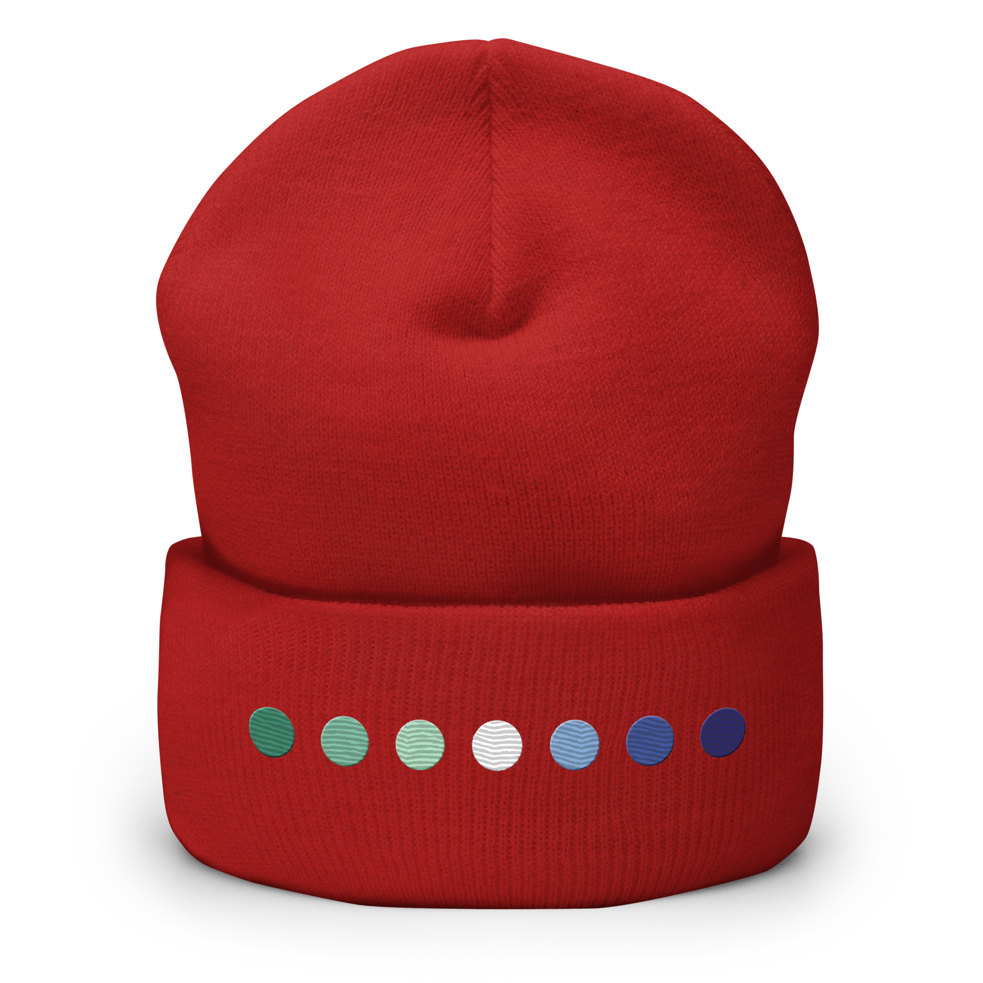 Embroidered Gay Pride Beanie: Pride Flag Horizontal Circle Design