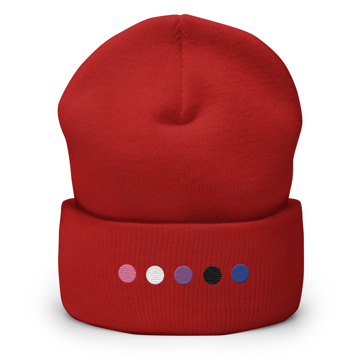 Embroidered Genderfluid Beanie: Pride Flag Horizontal Circle Design