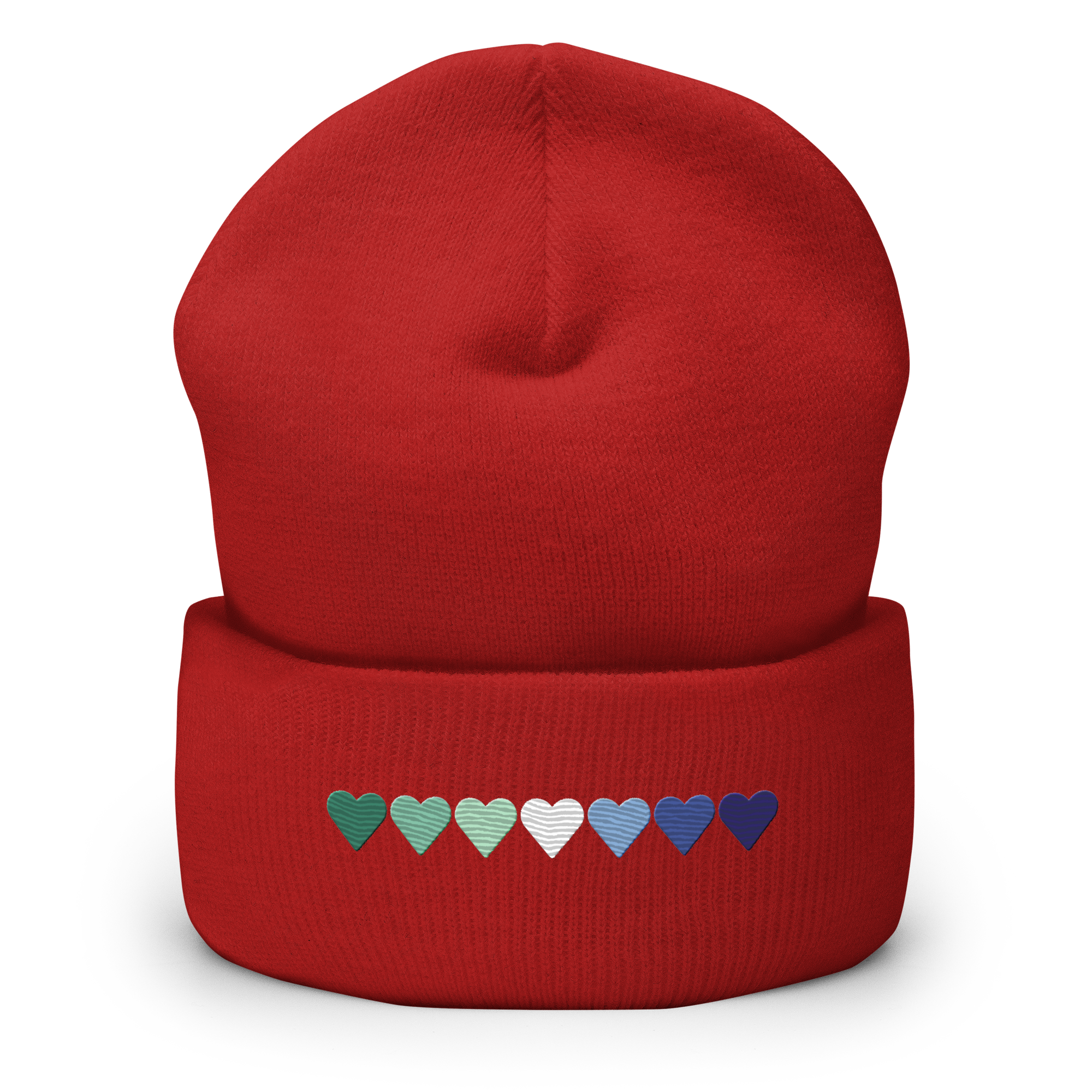 Embroidered Gay Pride Beanie: Pride Flag Horizontal Heart Design