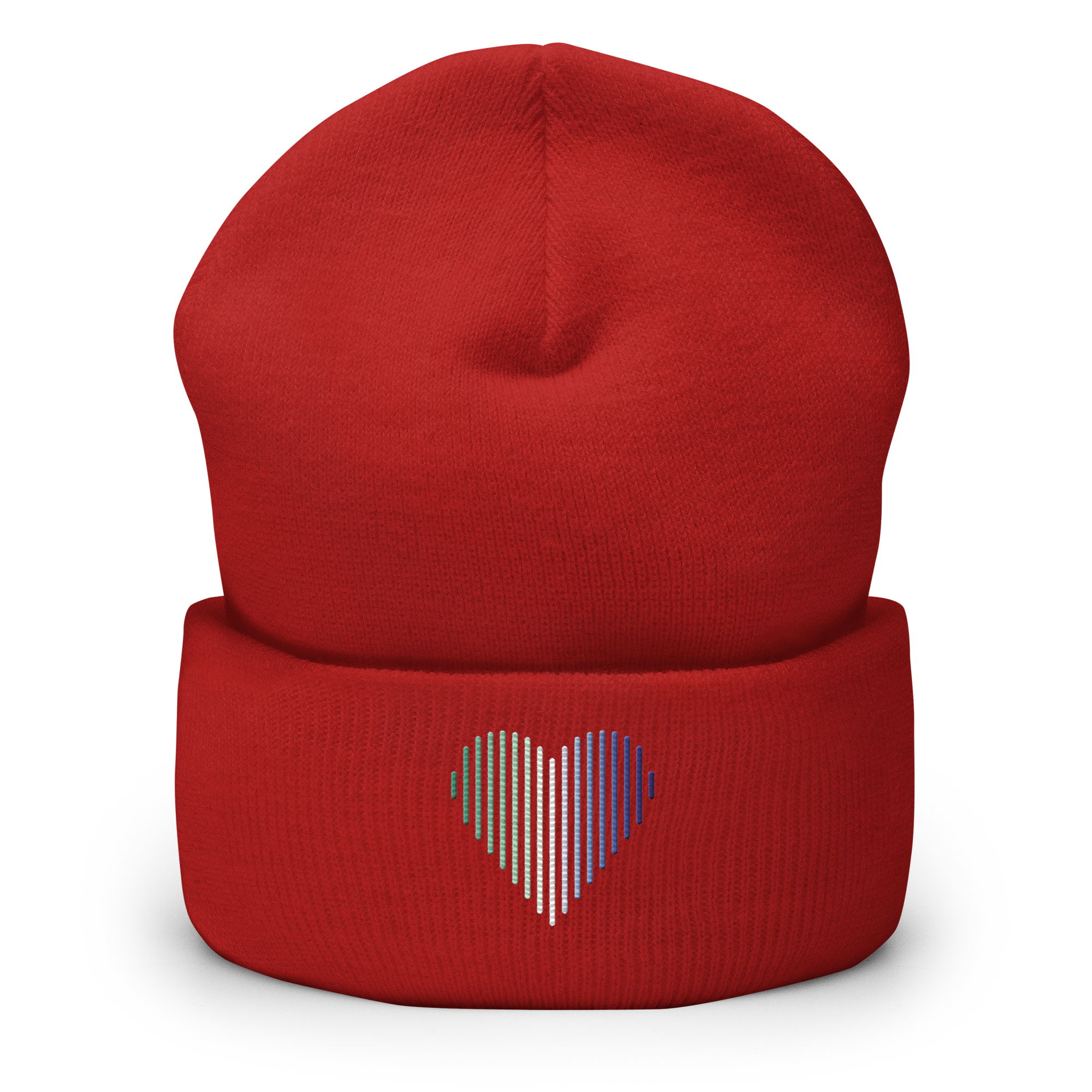 Gay Pride Heart Lines Beanie: Embroidered Pride Gradient Hat