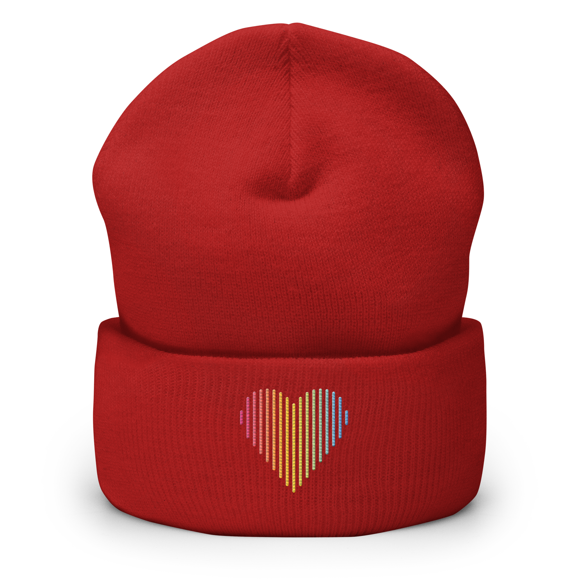 Pansexual Heart Lines Beanie: Embroidered Pride Gradient Hat