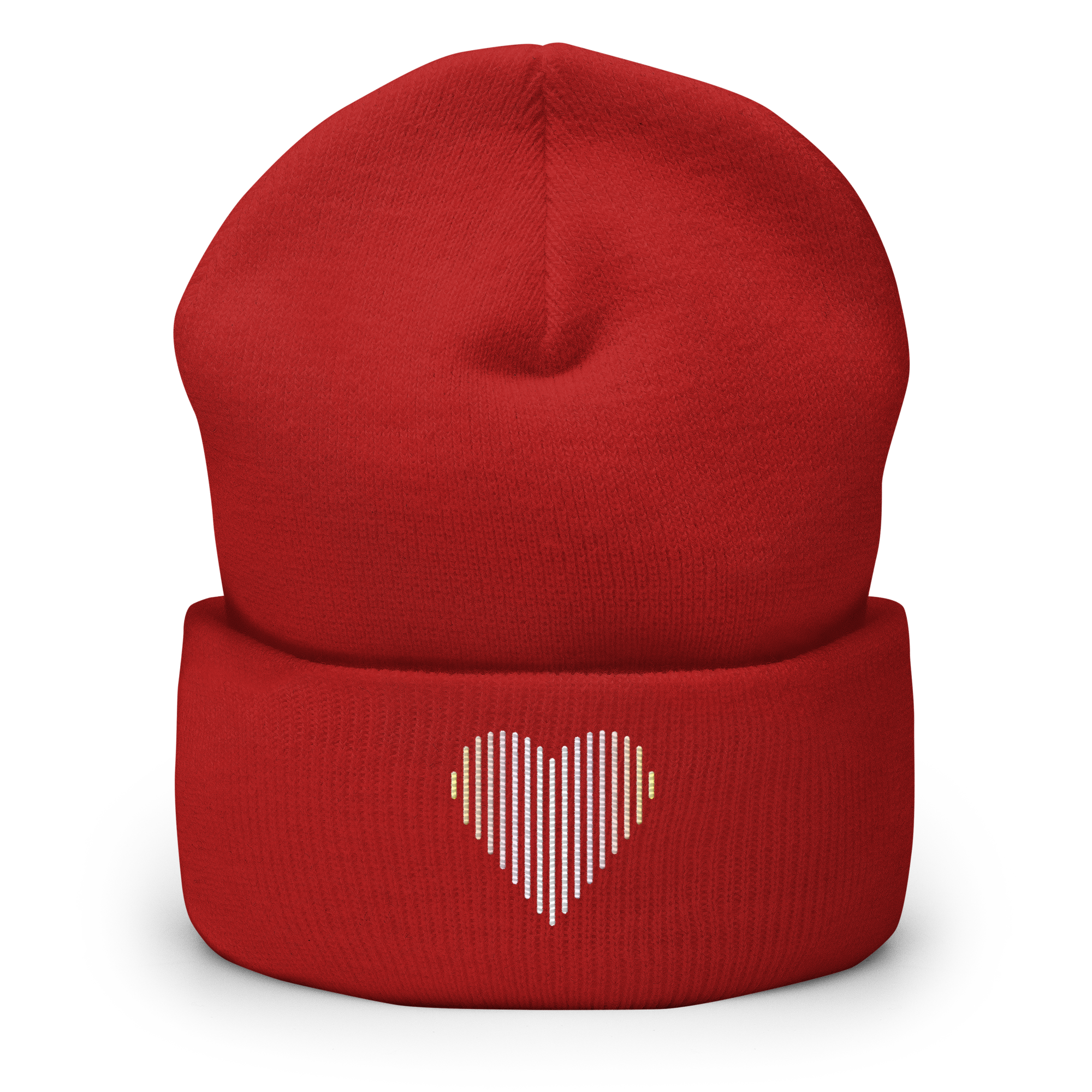 Pangender Heart Lines Beanie: Embroidered Pride Gradient Hat