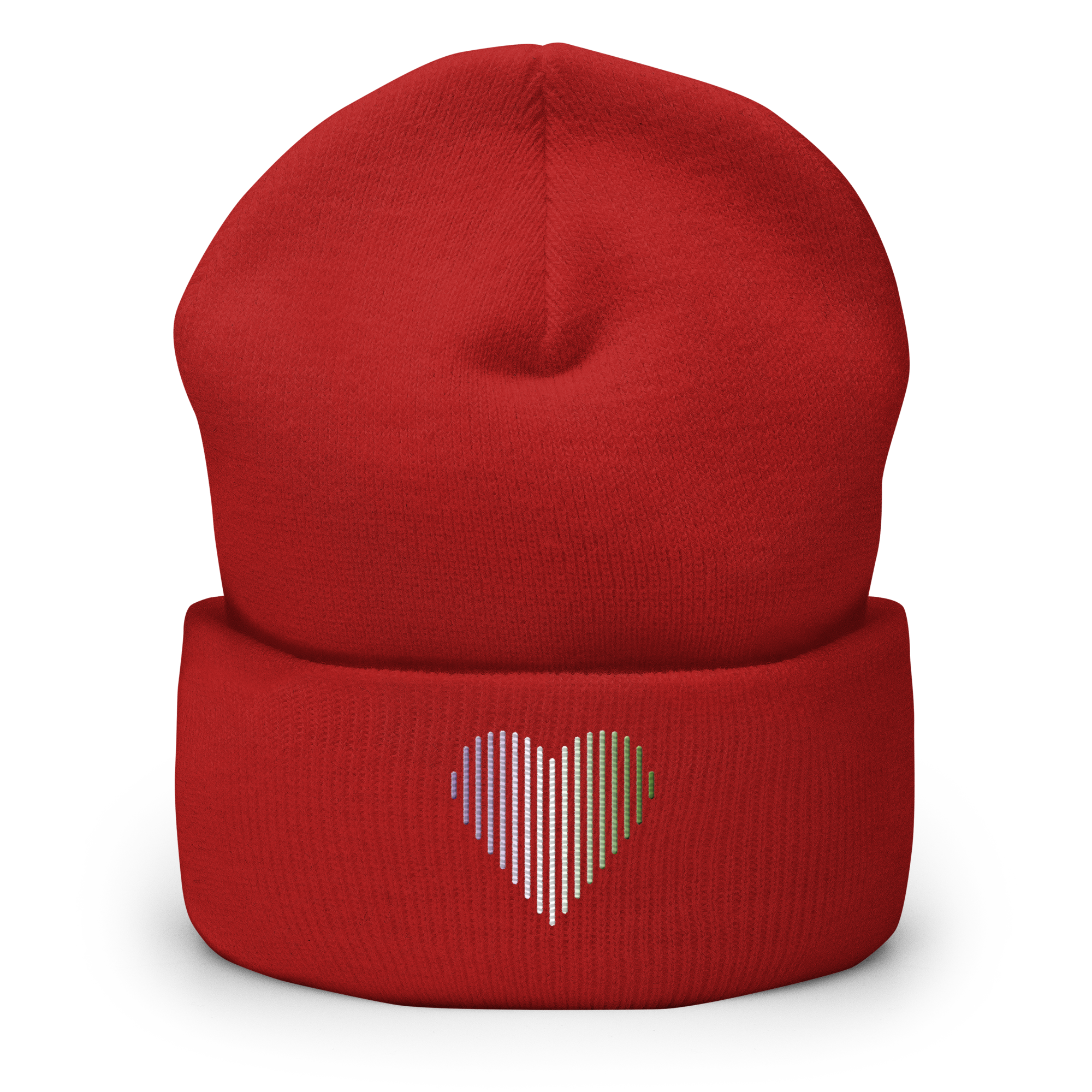 Genderqueer Heart Lines Beanie: Embroidered Pride Gradient Hat