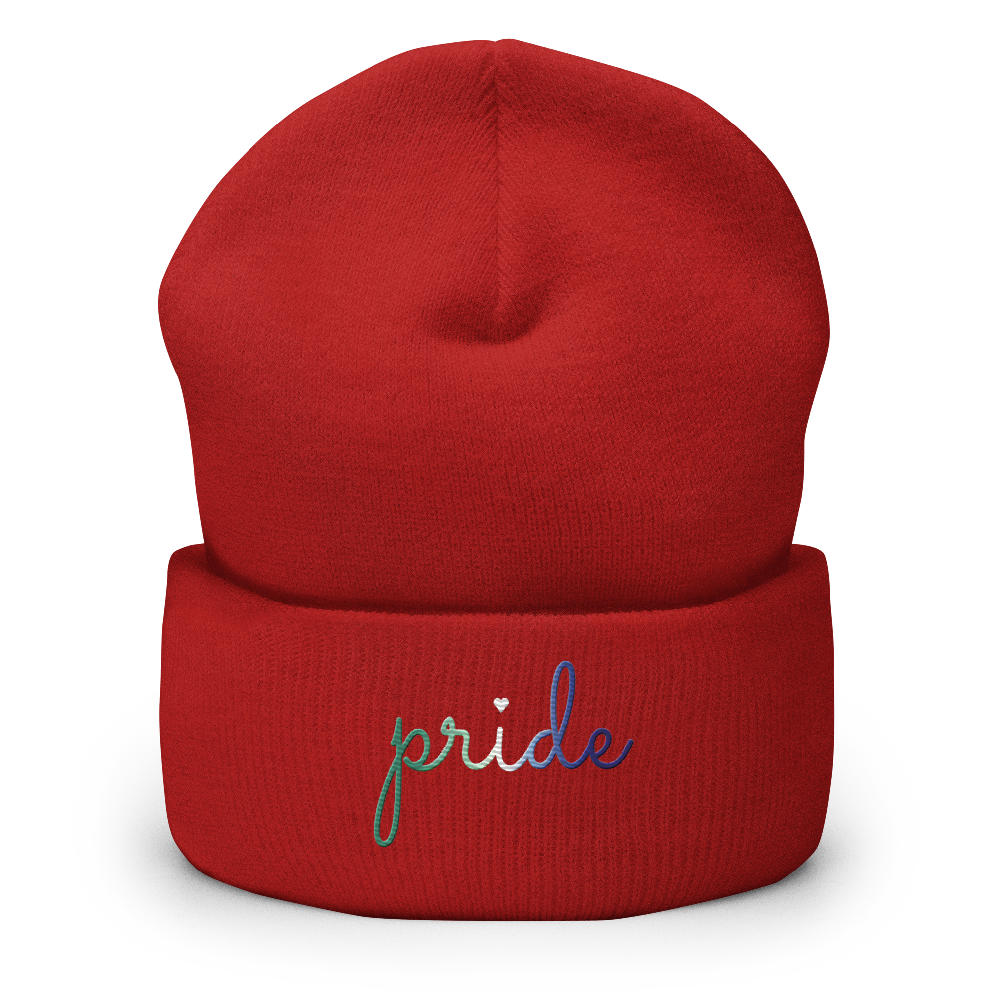 Gay Pride Beanie: Cursive 'Pride' in Gradient Colors