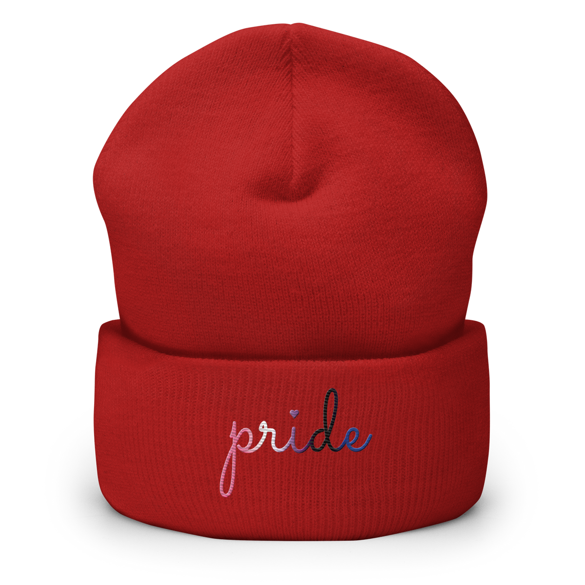 Genderfluid Pride Beanie: Cursive 'Pride' in Gradient Colors