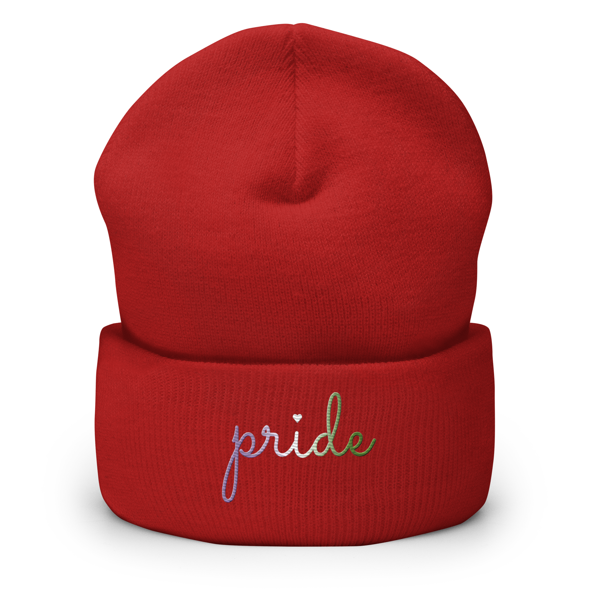 Genderqueer Pride Beanie: Cursive 'Pride' in Gradient Colors