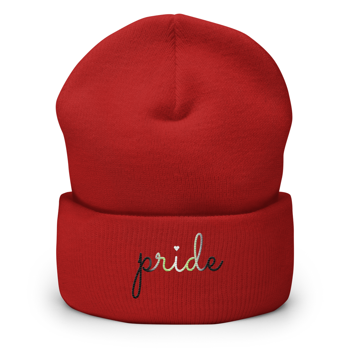 Agender Pride Beanie: Cursive 'Pride' in Gradient Colors