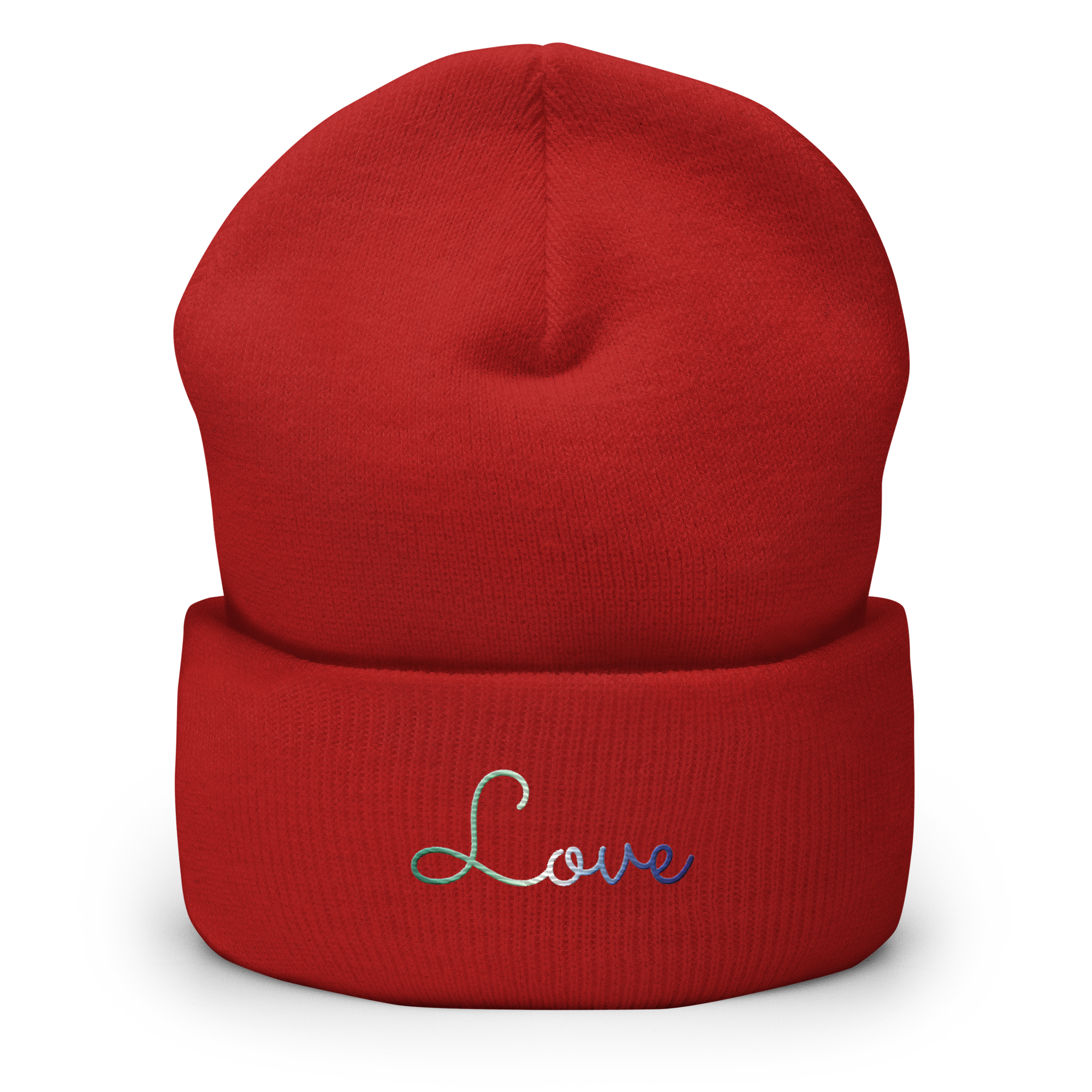Gay Pride Love Script Beanie: Ellegantly Embroidered Pride Hat