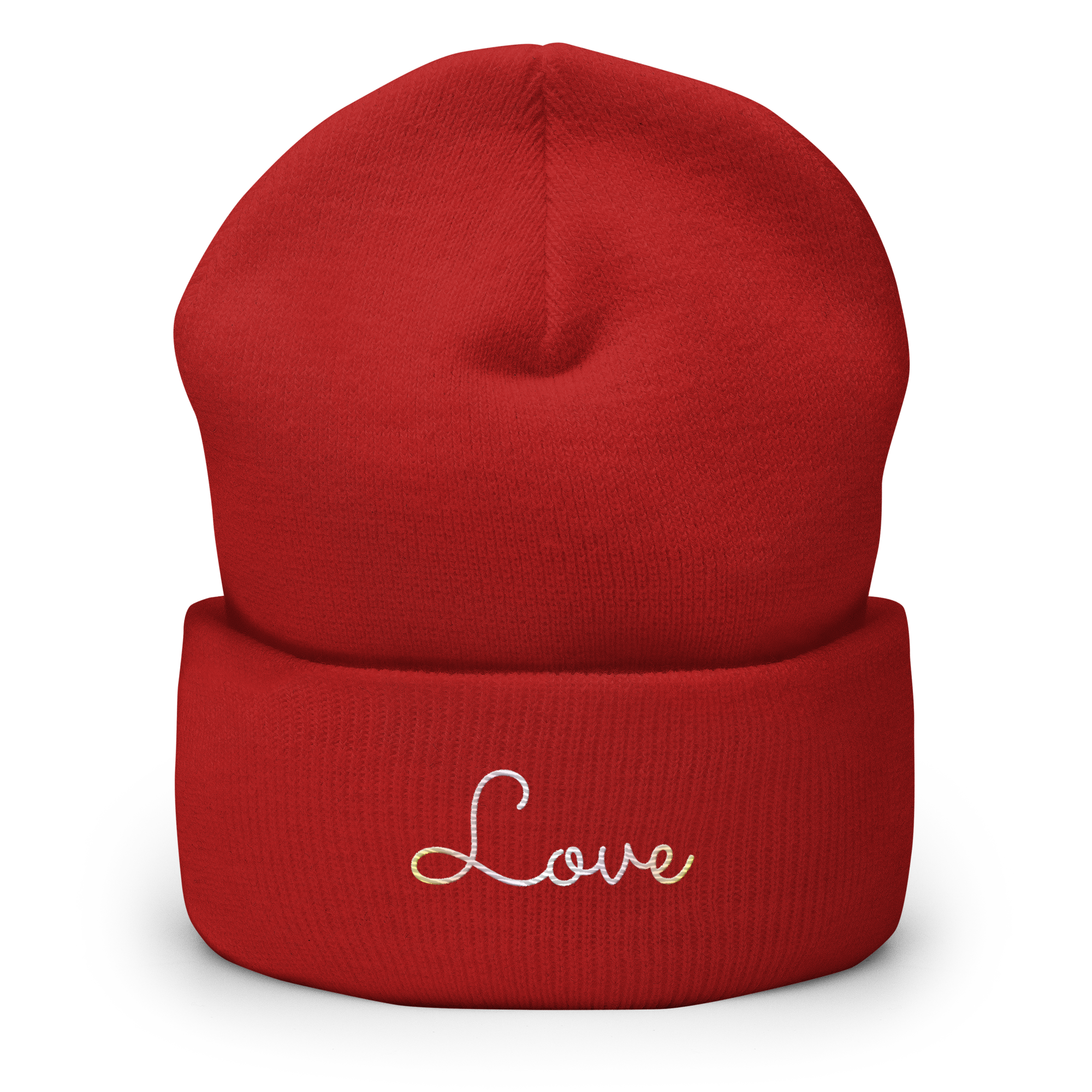 Pangender Love Script Beanie: Ellegantly Embroidered Pride Hat