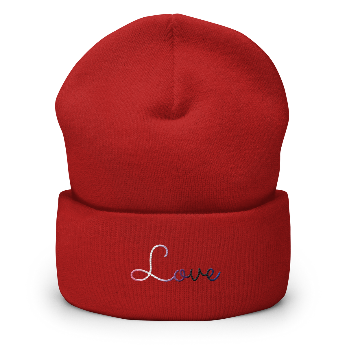 Genderfluid Love Script Beanie: Ellegantly Embroidered Pride Hat