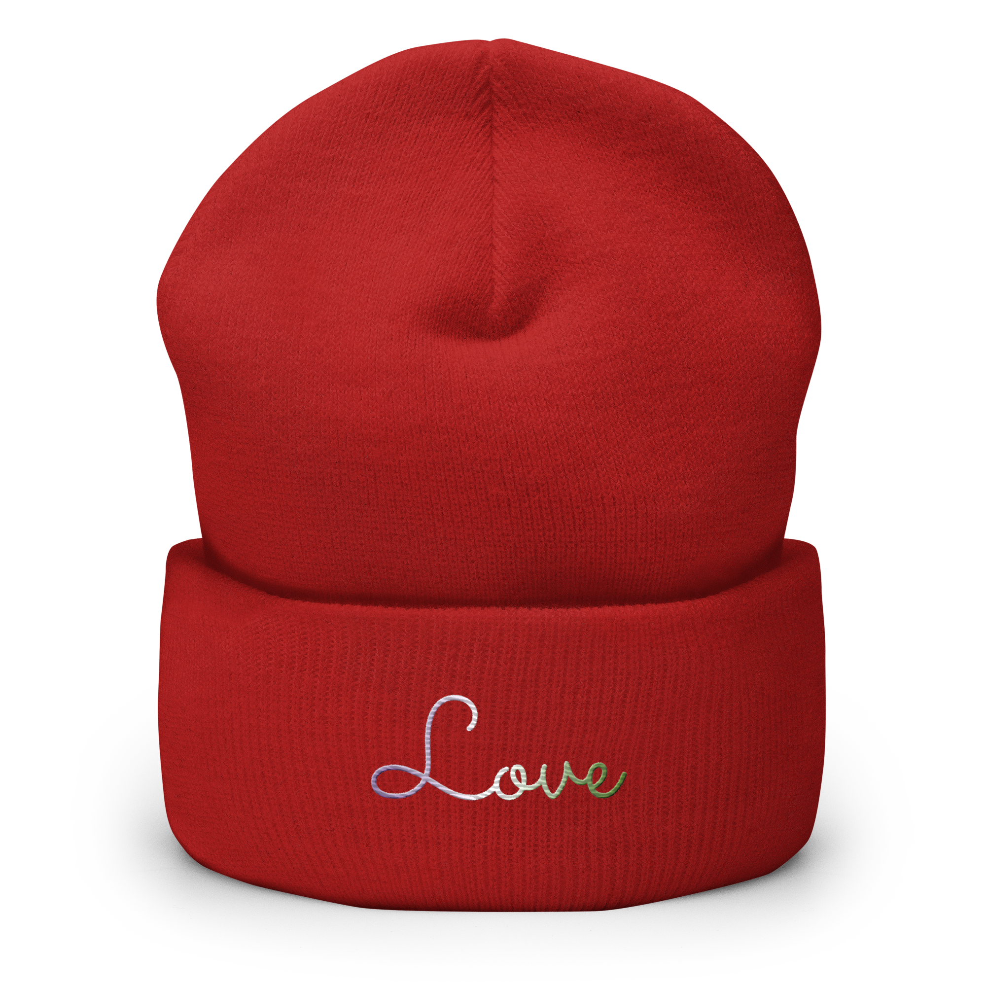 Genderqueer Love Script Beanie: Ellegantly Embroidered Pride Hat