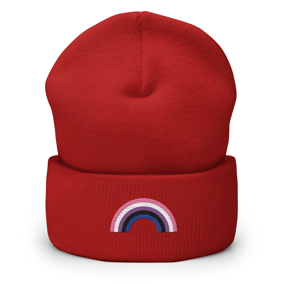 Embroidered Genderfluid Rainbow Beanie: Pride Flag LGBTQ+ Design