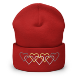 Demigender Pride Beanie: Interlaced Heart Outlines Embroidered Hat