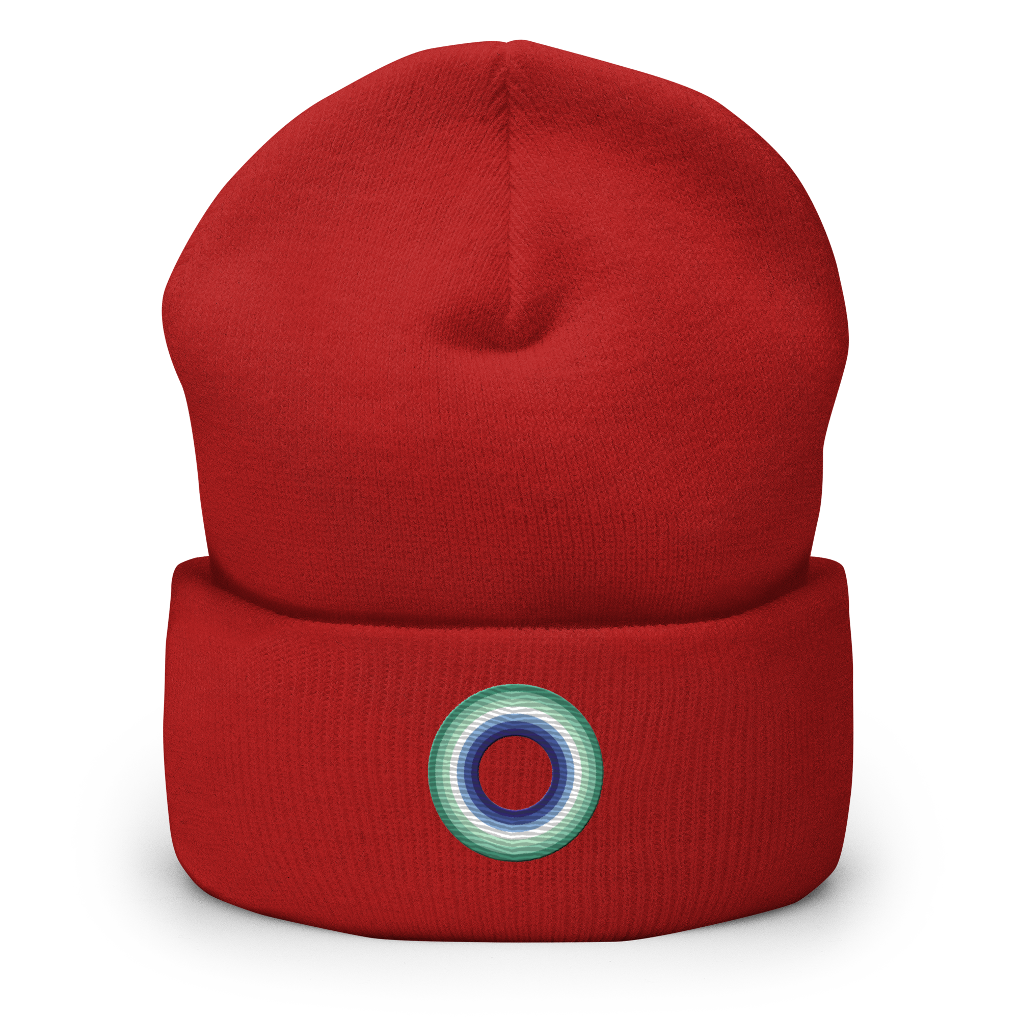 Embroidered Beanie: Gay Pride Ring Emblem Design