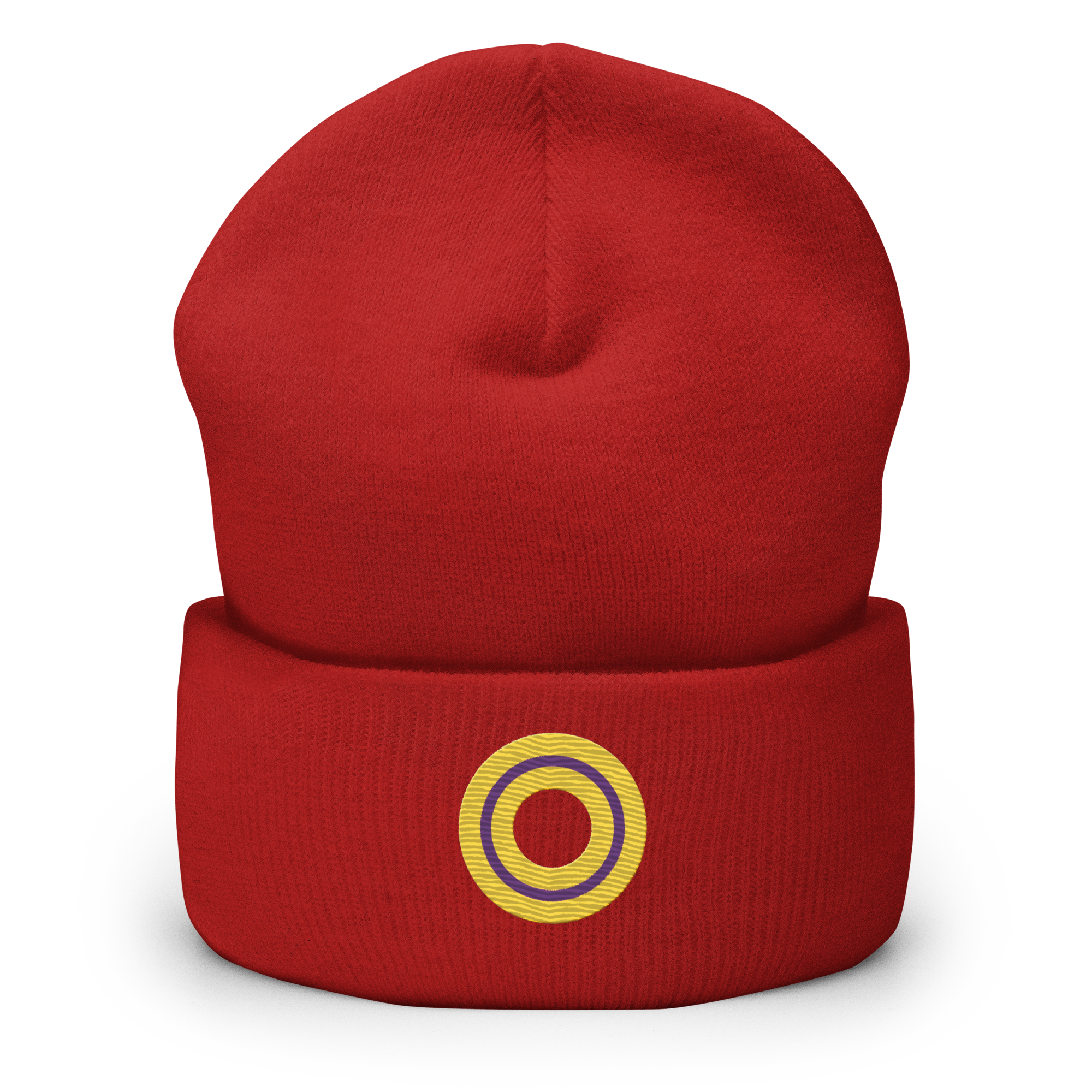 Embroidered Beanie: Intersex Pride Ring Emblem Design