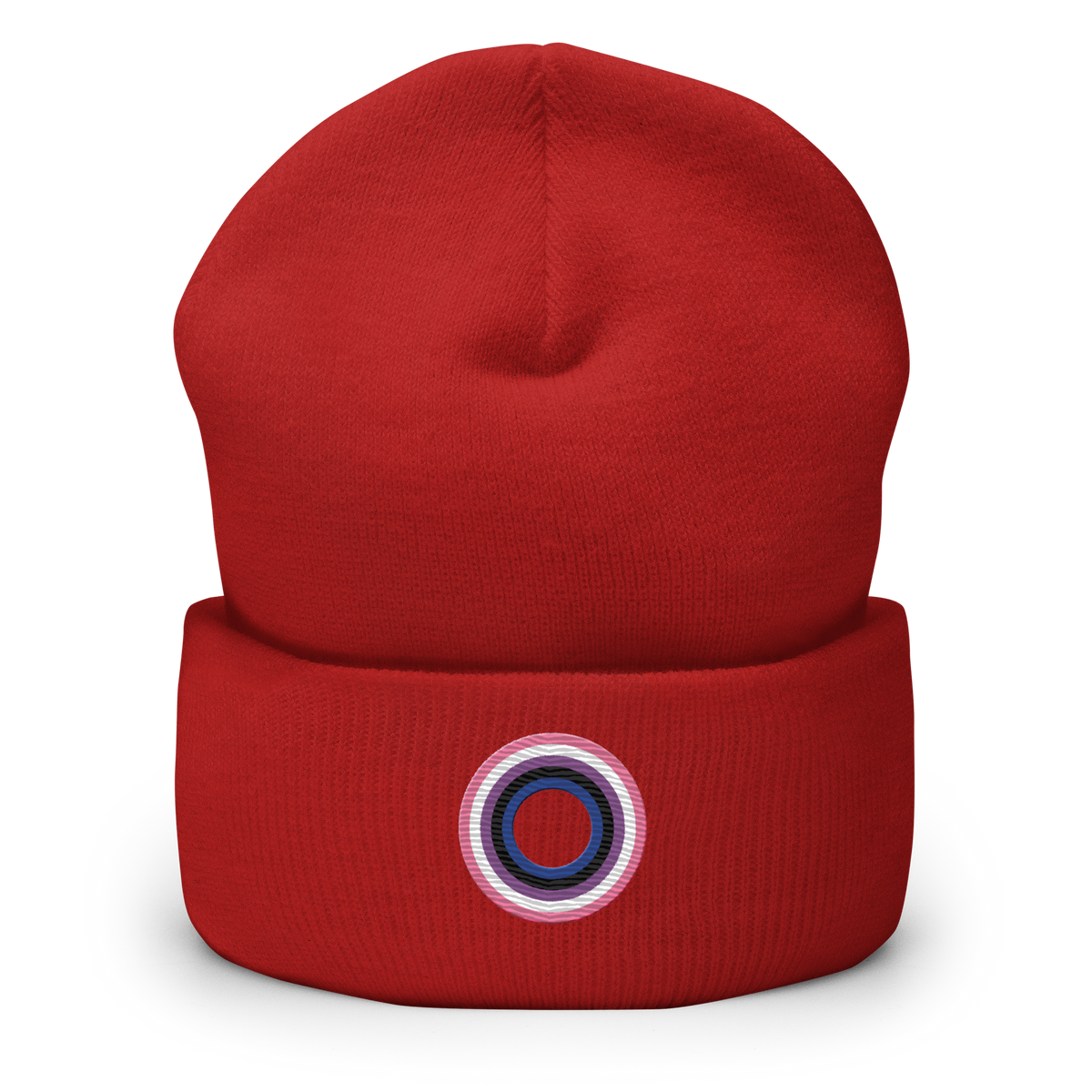 Embroidered Beanie: Genderfluid Pride Ring Emblem Design