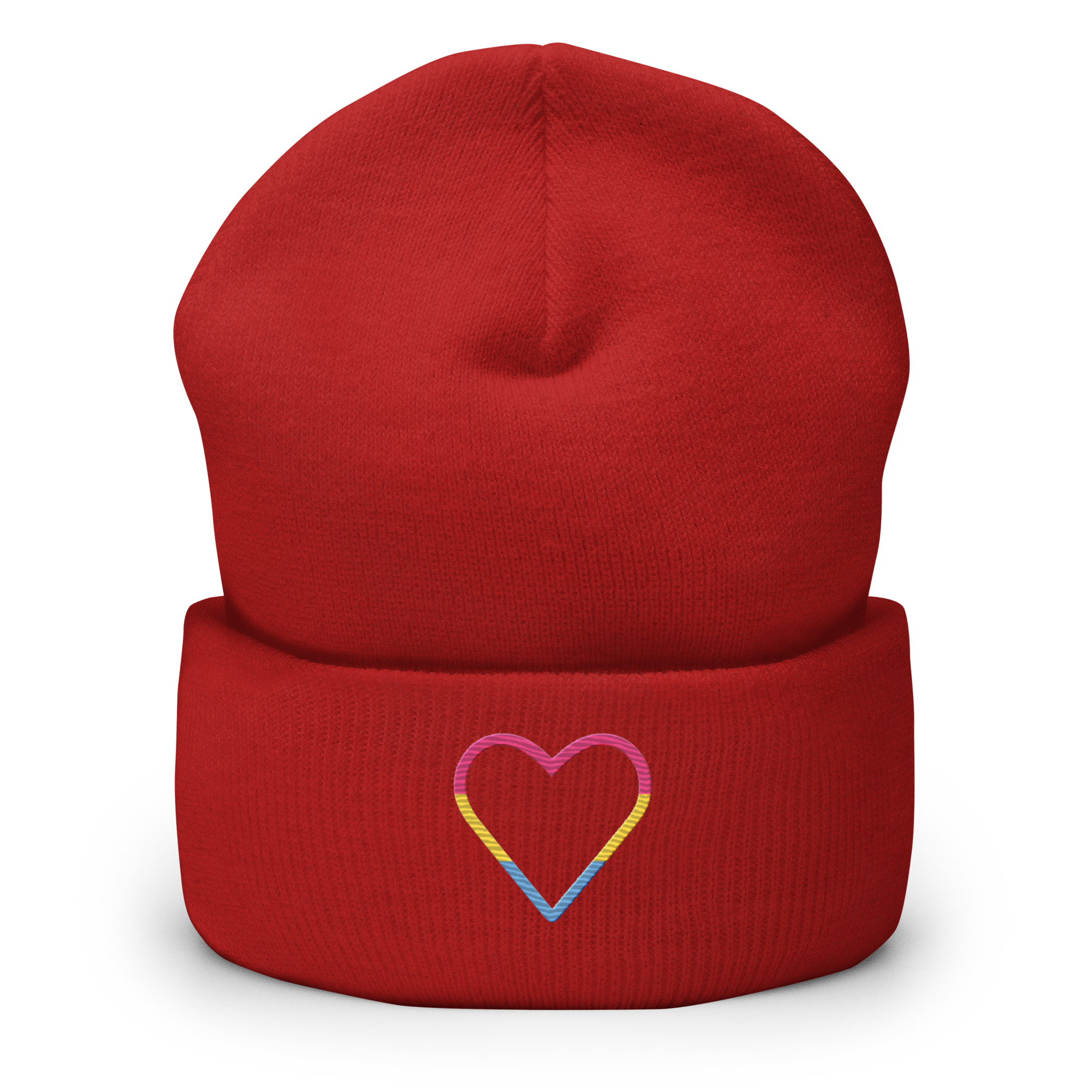 Pansexual Heart Beanie: Embroidered Pride Hat