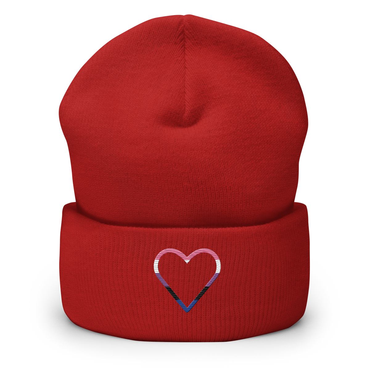 Genderfluid Heart Beanie: Embroidered Pride Hat