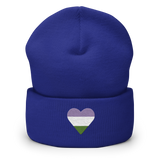 Genderqueer Flag Embroidered Heart Beanie: Celebratory LGBTQ+ Pride Design