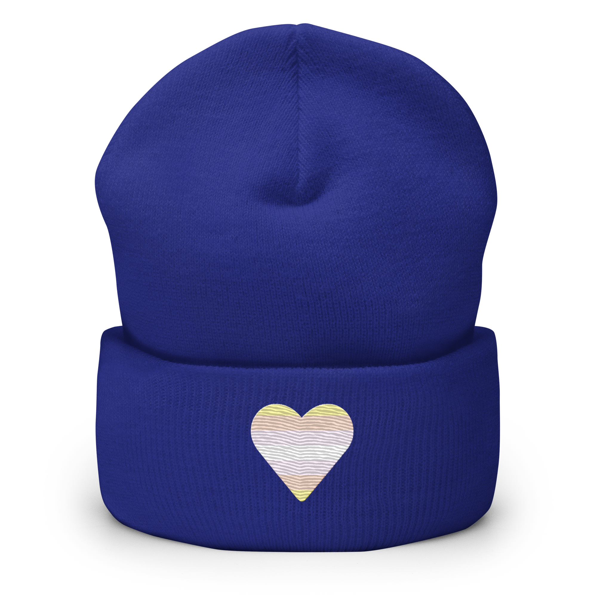 Pangender Flag Embroidered Heart Beanie: Celebratory LGBTQ+ Pride Design
