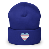 Transgender Flag Embroidered Heart Beanie: Celebratory LGBTQ+ Pride Design