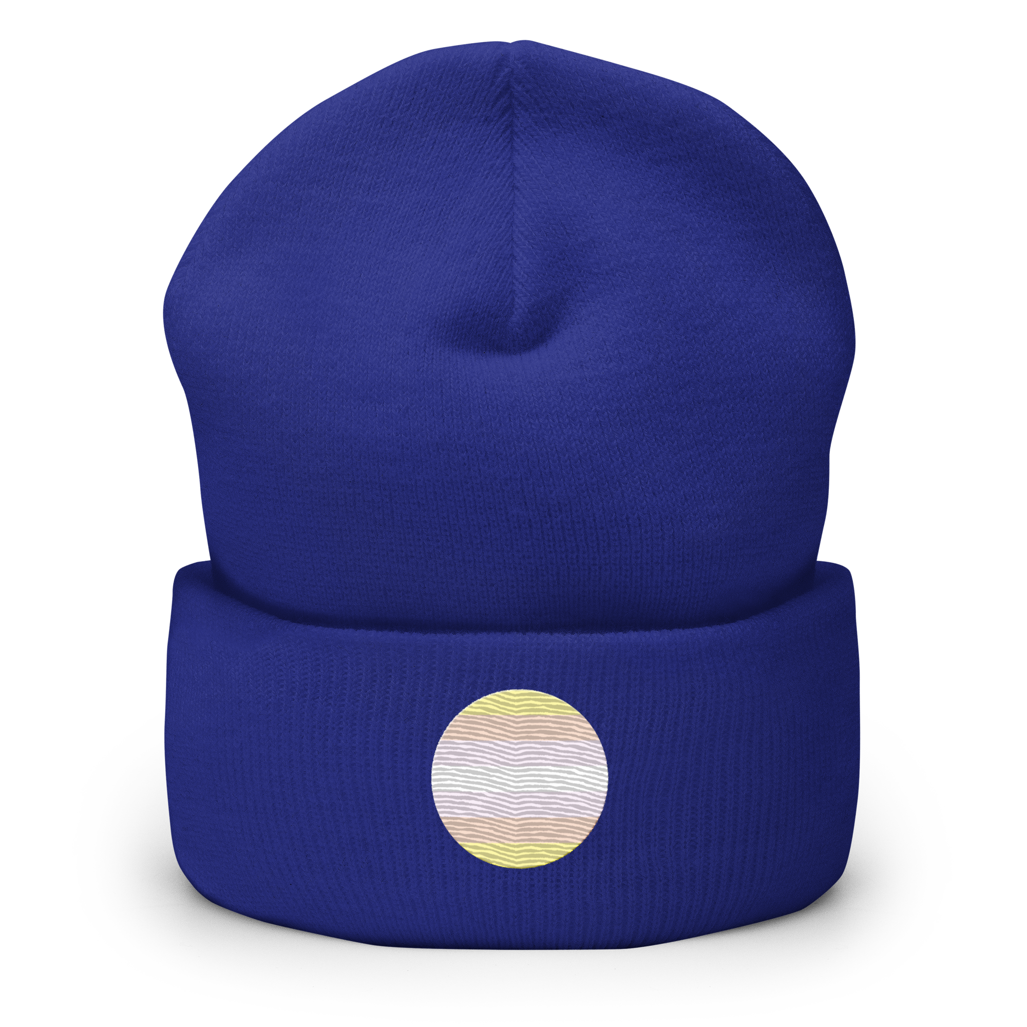 Pangender Flag Embroidered Circle Beanie: Celebratory LGBTQ+ Pride Design