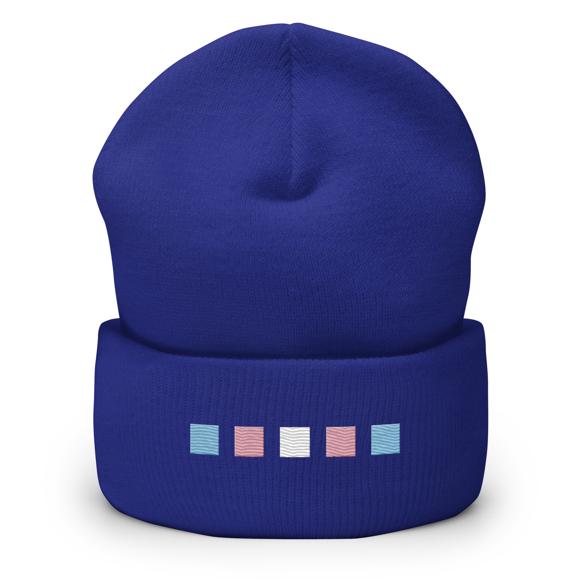 Embroidered Transgender Beanie: Pride Flag Horizontal Square Design