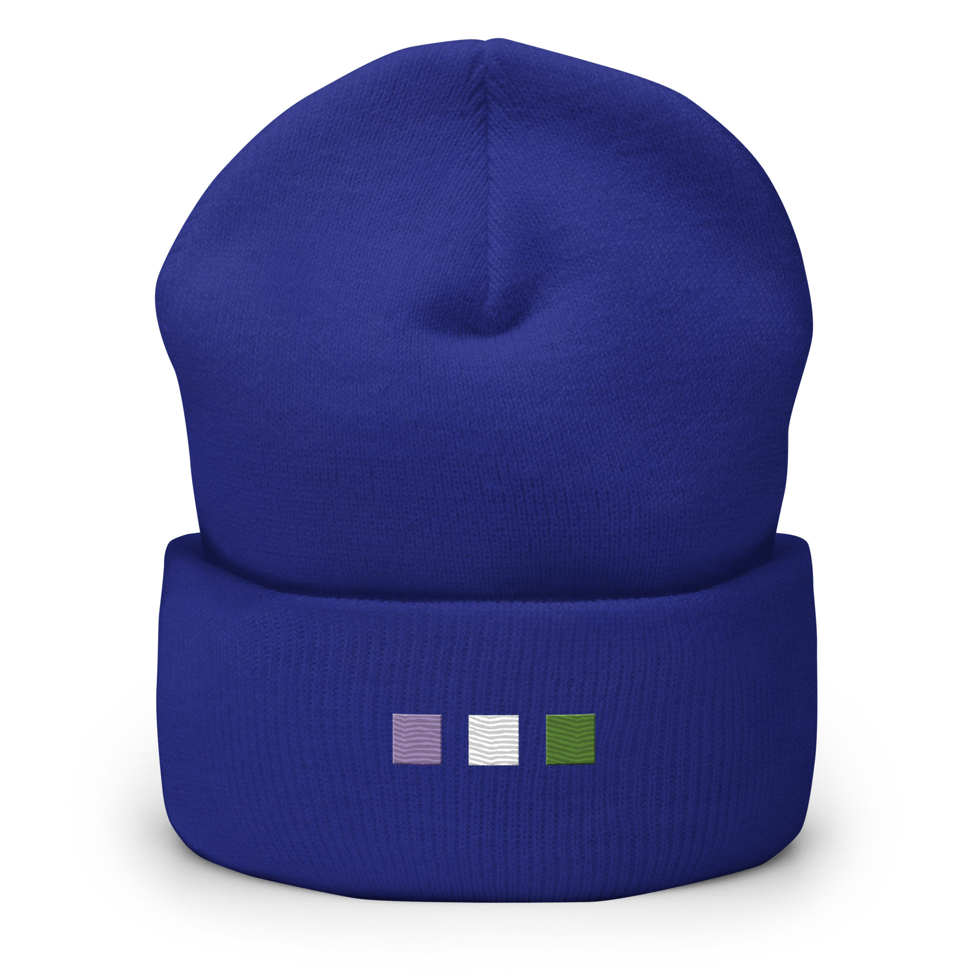 Embroidered Genderqueer Beanie: Pride Flag Horizontal Square Design
