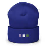 Embroidered Genderqueer Beanie: Pride Flag Horizontal Square Design