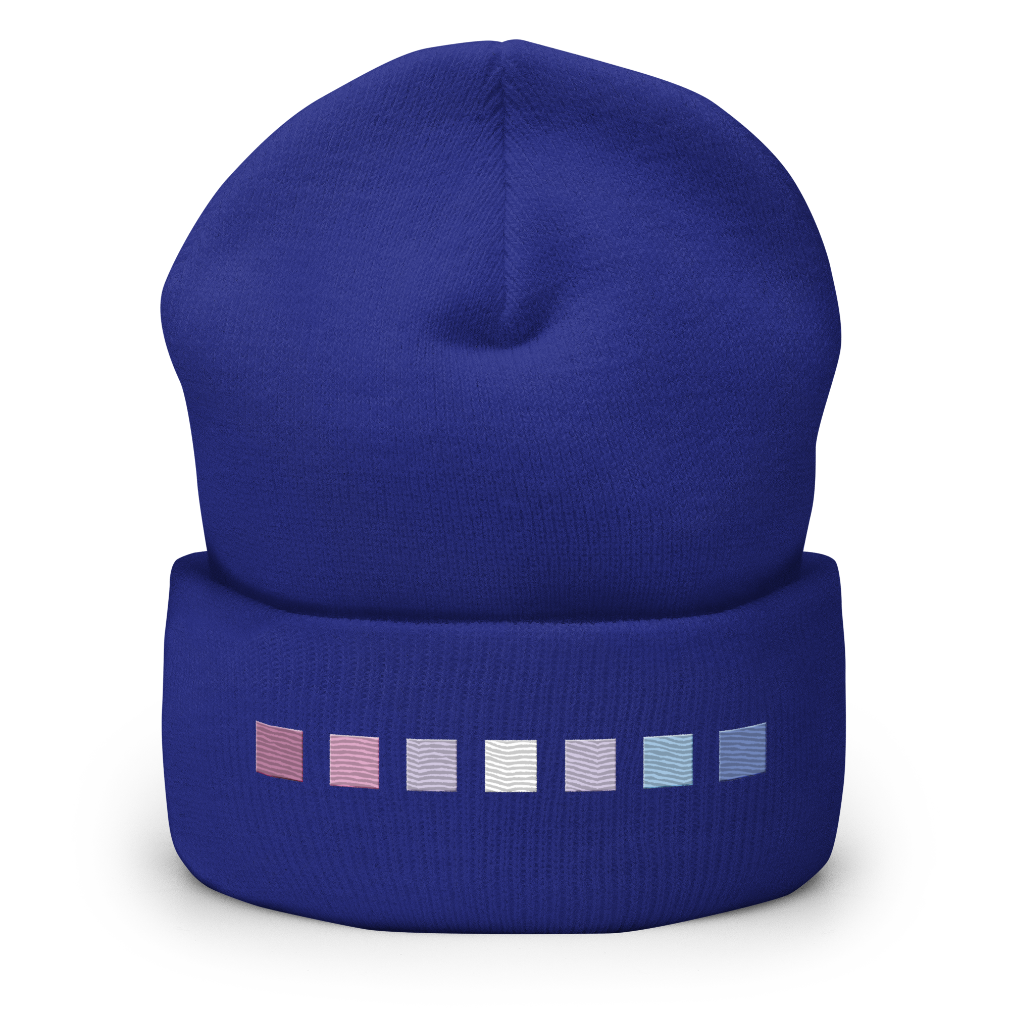 Embroidered Bigender Beanie: Pride Flag Horizontal Square Design