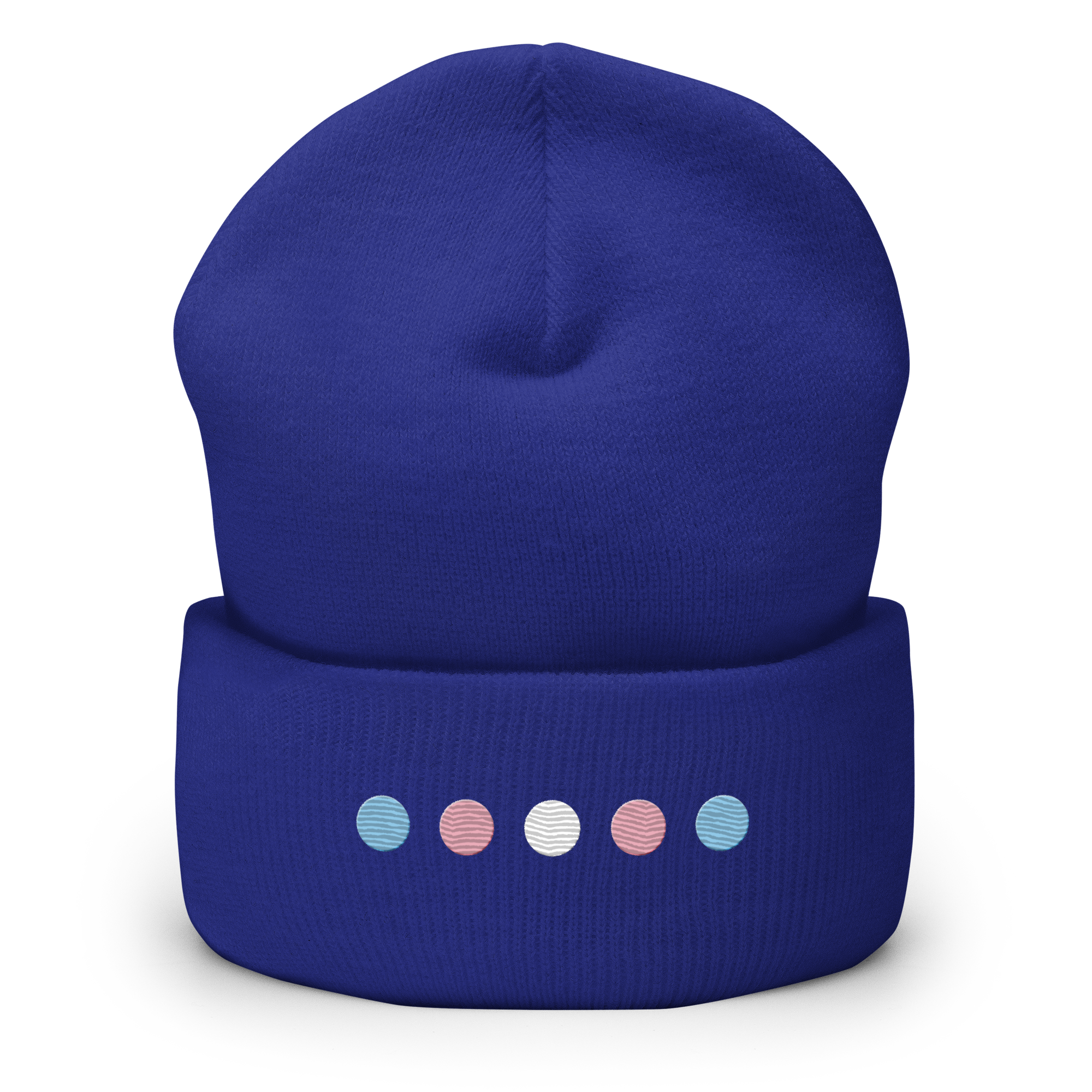 Embroidered Transgender Beanie: Pride Flag Horizontal Circle Design
