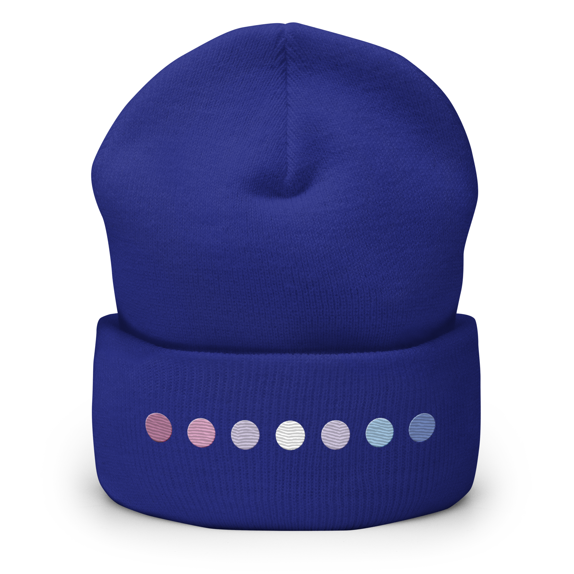 Embroidered Bigender Beanie: Pride Flag Horizontal Circle Design