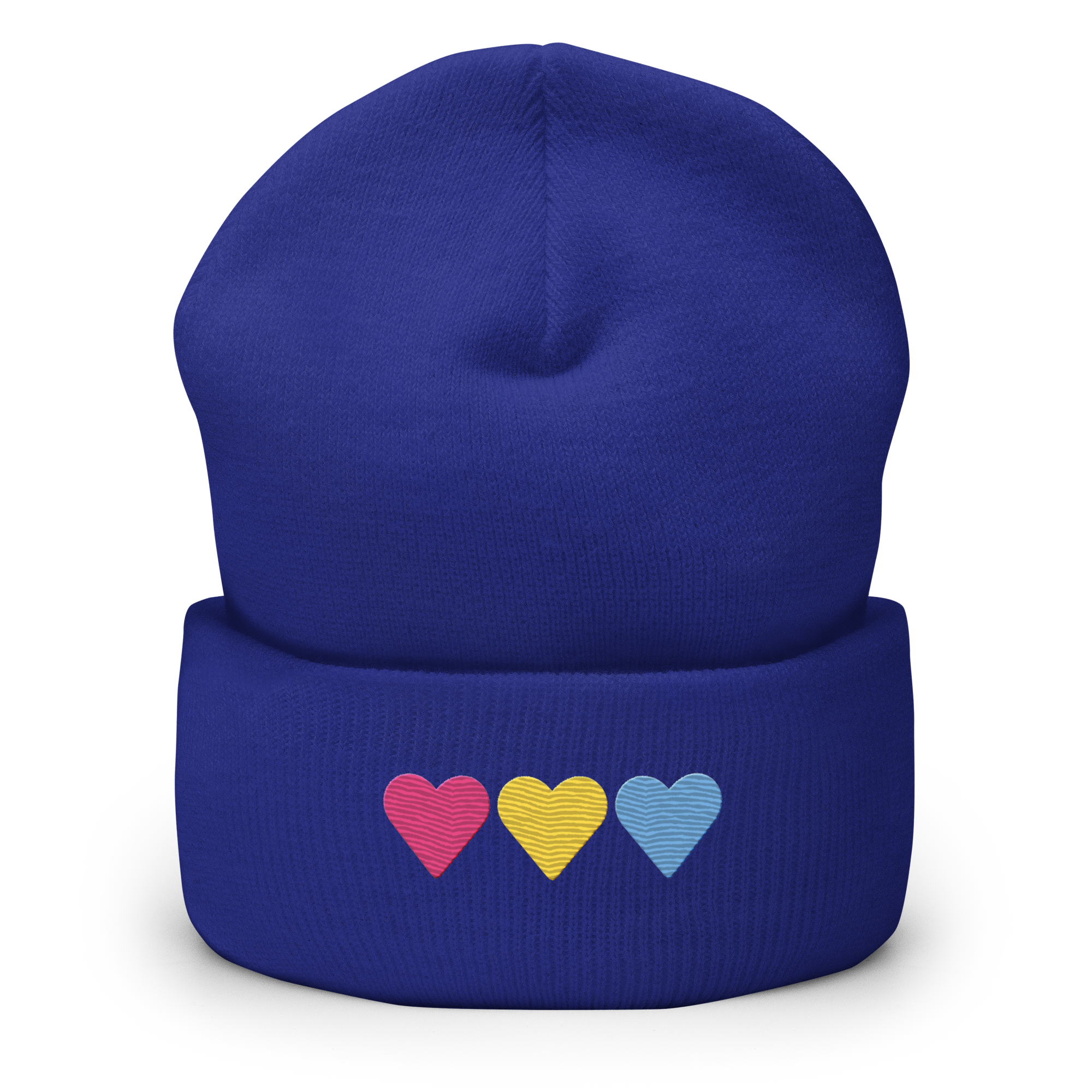 Embroidered Pansexual Beanie: Pride Flag Horizontal Heart Design