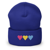 Embroidered Pansexual Beanie: Pride Flag Horizontal Heart Design