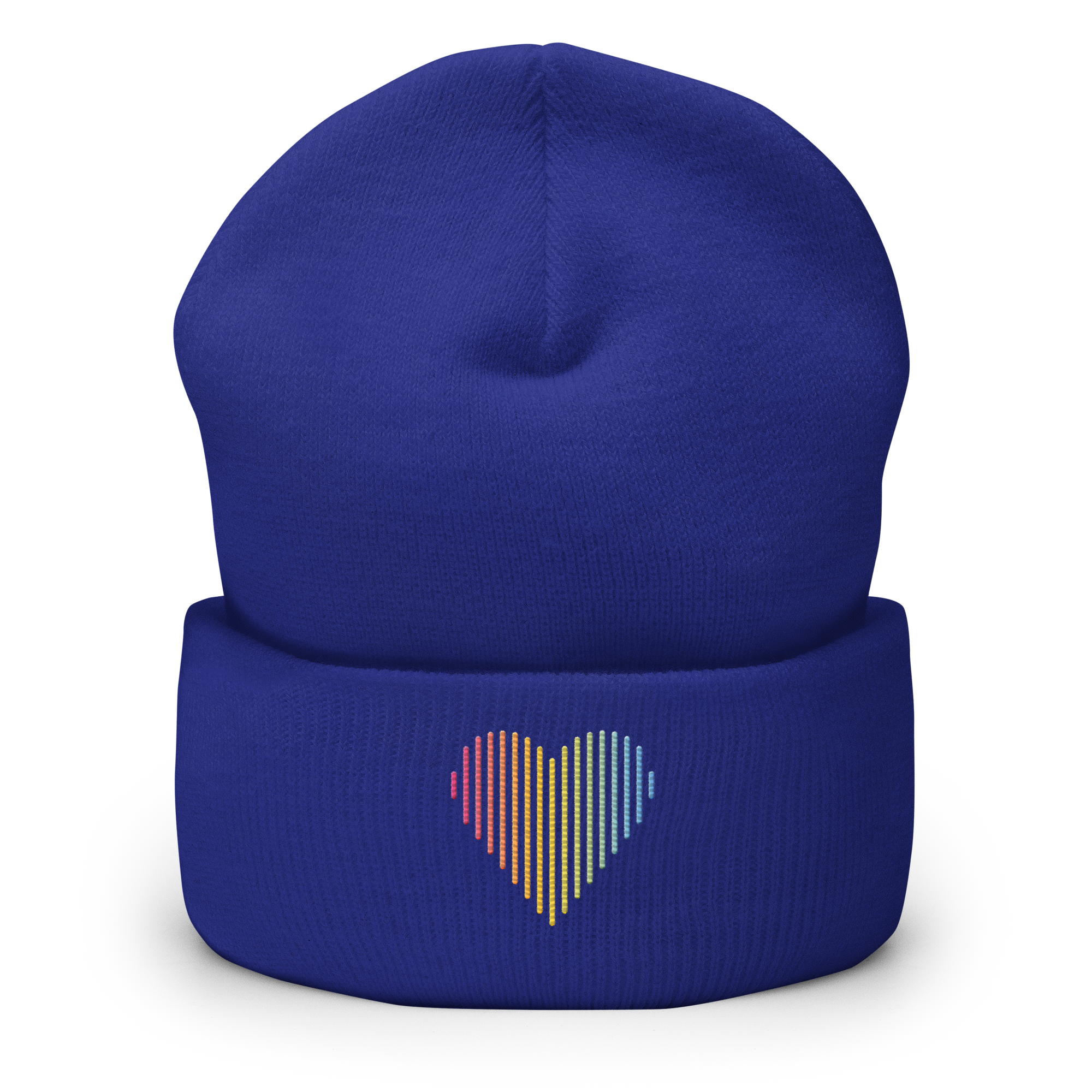 Pansexual Heart Lines Beanie: Embroidered Pride Gradient Hat