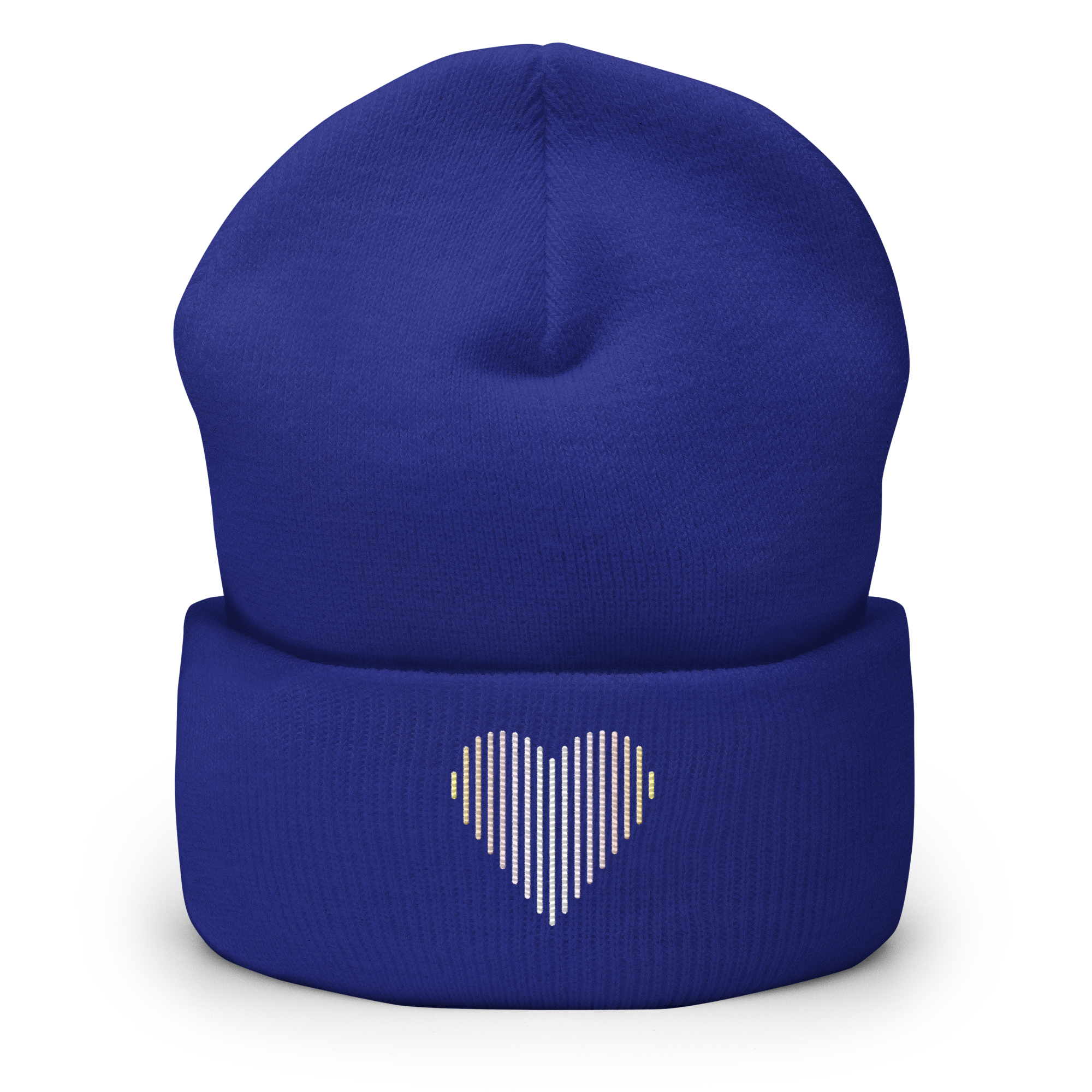 Pangender Heart Lines Beanie: Embroidered Pride Gradient Hat