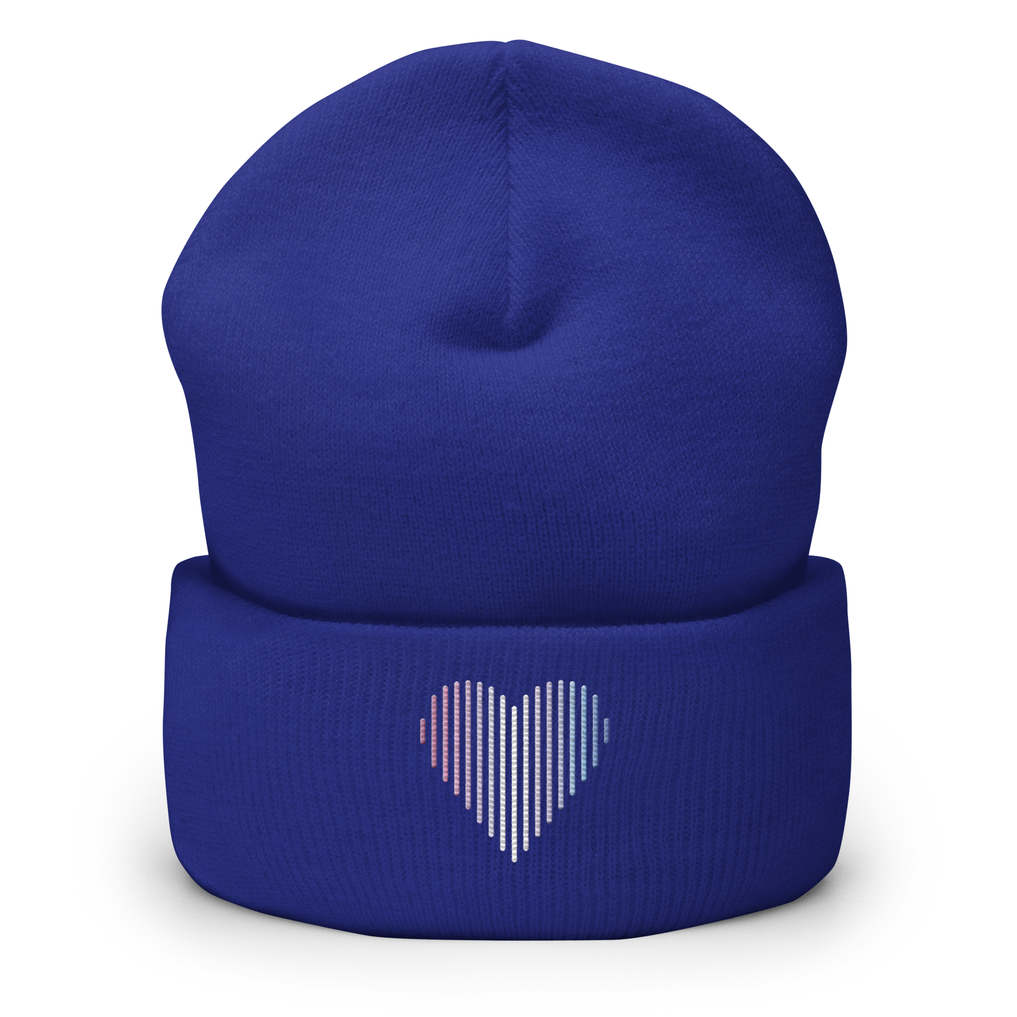 Bigender Heart Lines Beanie: Embroidered Pride Gradient Hat