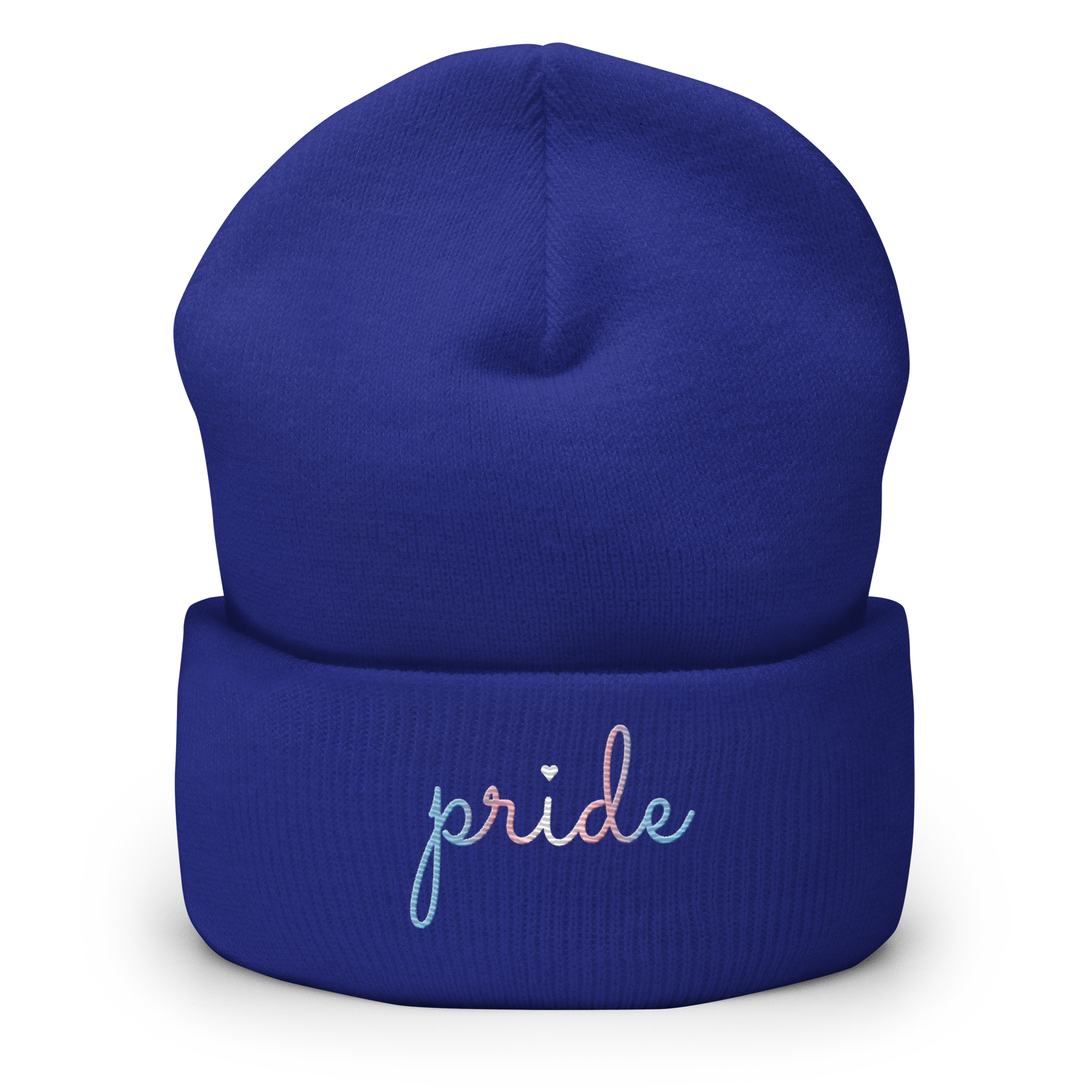 Transgender Pride Beanie: Cursive 'Pride' in Gradient Colors