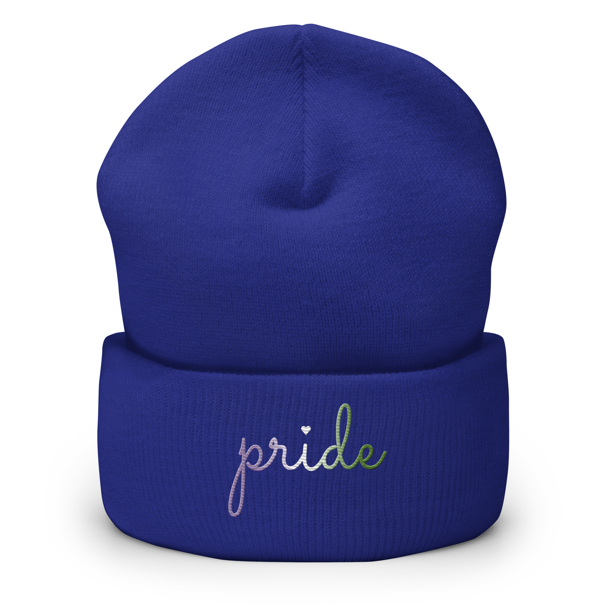 Genderqueer Pride Beanie: Cursive 'Pride' in Gradient Colors