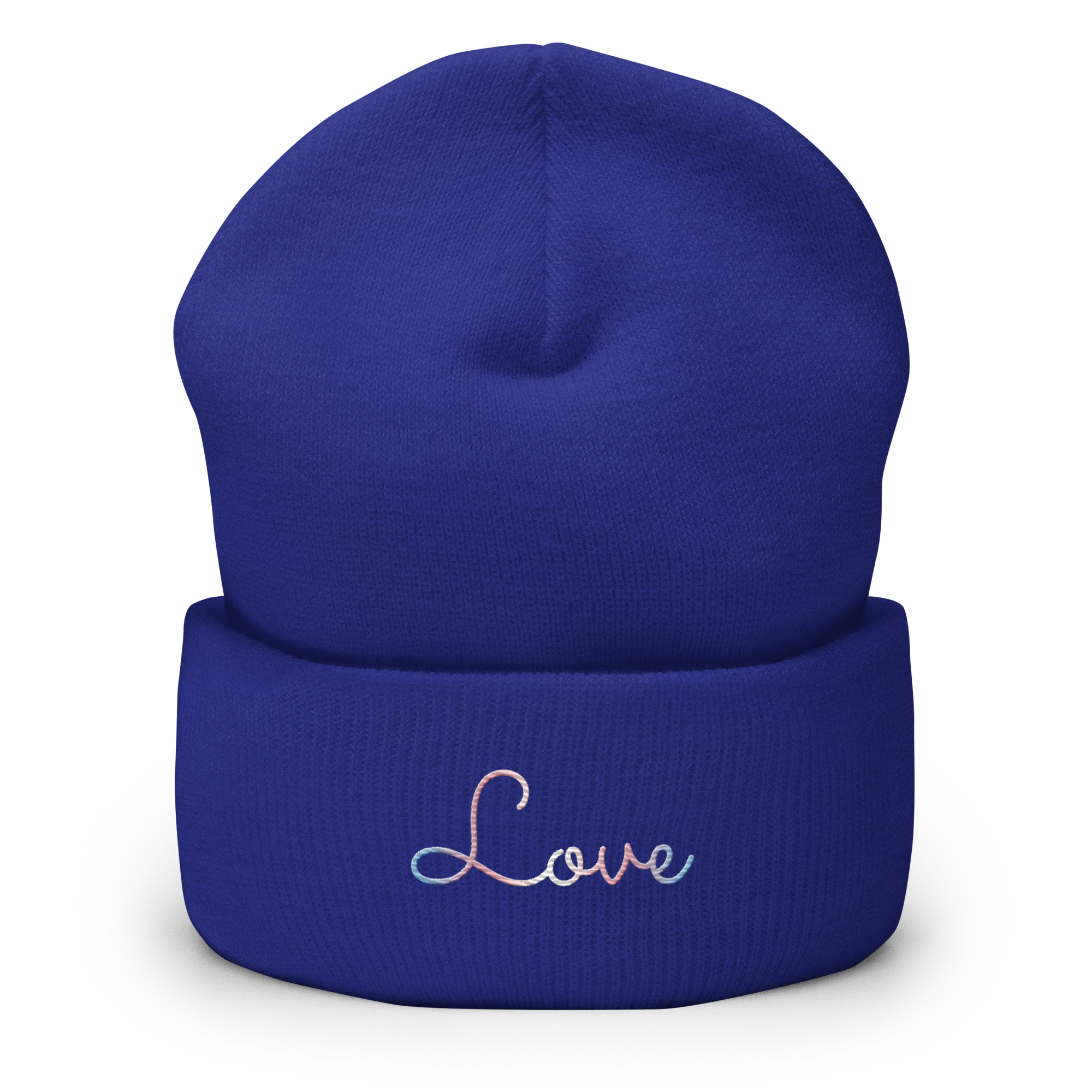 Transgender Love Script Beanie: Ellegantly Embroidered Pride Hat