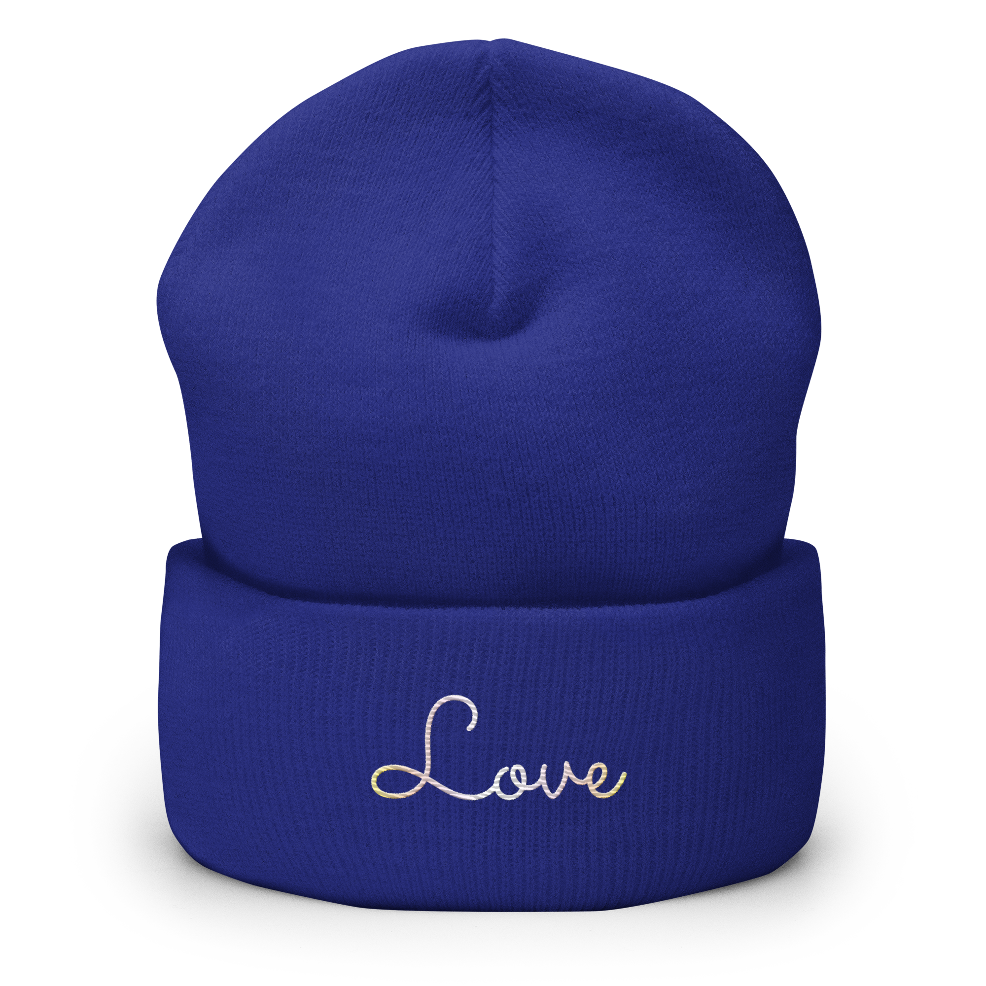 Pangender Love Script Beanie: Ellegantly Embroidered Pride Hat