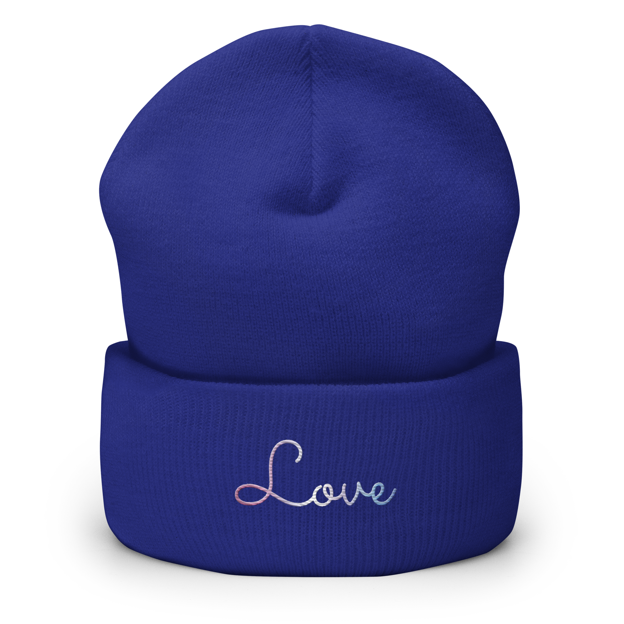 Bigender Love Script Beanie: Ellegantly Embroidered Pride Hat