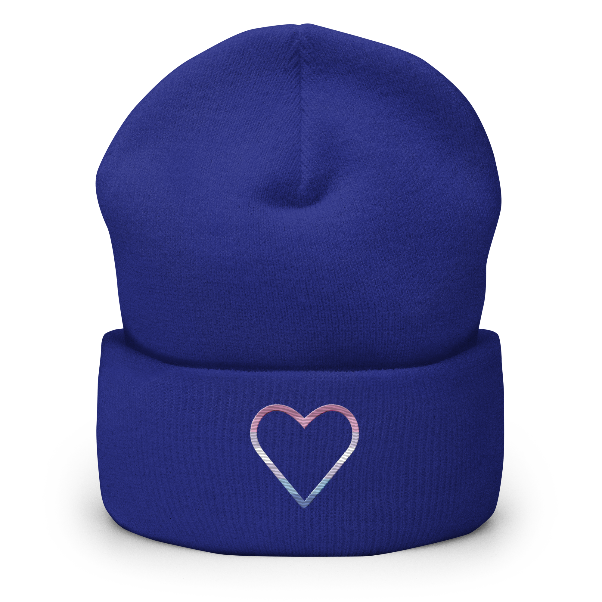 Bigender Heart Beanie: Embroidered Pride Hat