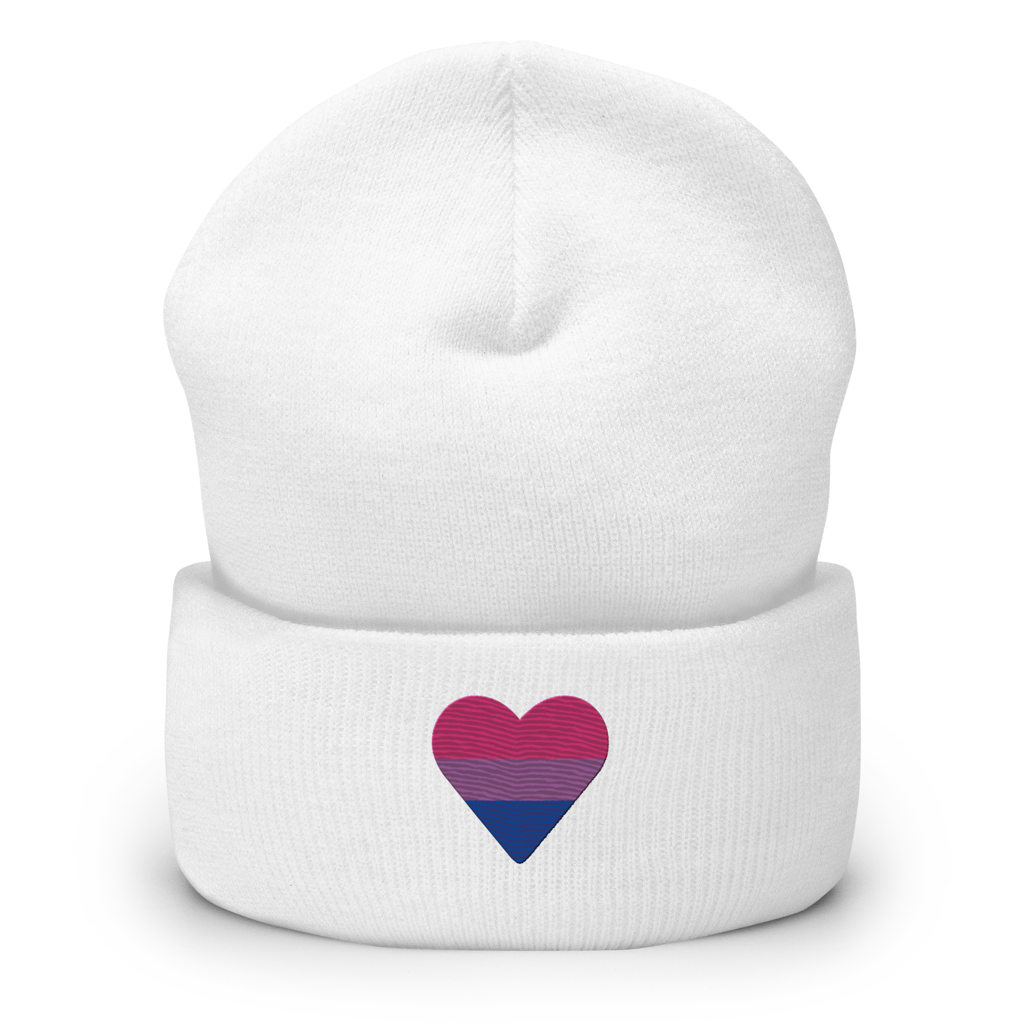 Bisexual Flag Embroidered Heart Beanie: Celebratory LGBTQ+ Pride Design