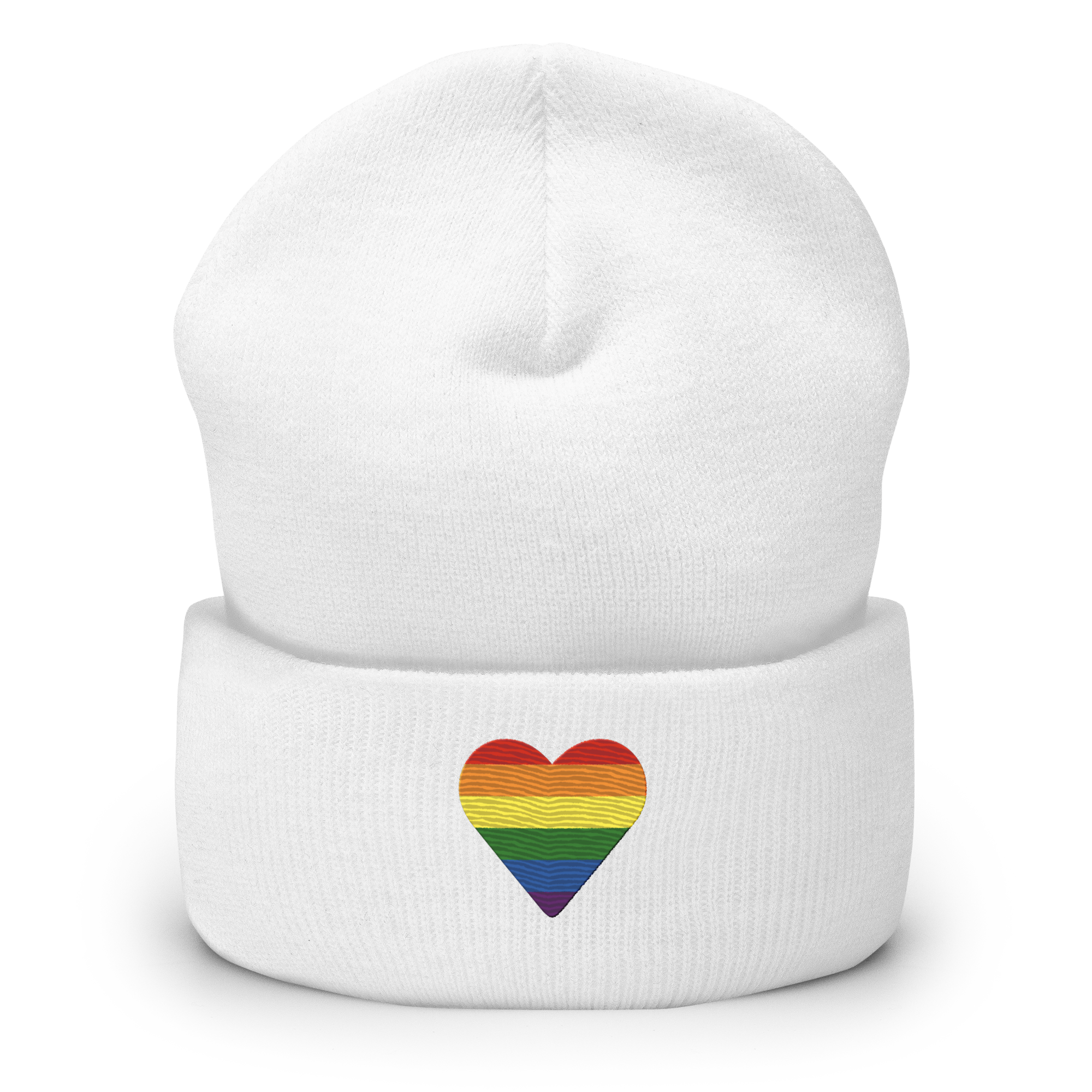 Pride Flag Embroidered Heart Beanie: Celebratory LGBTQ+ Pride Design
