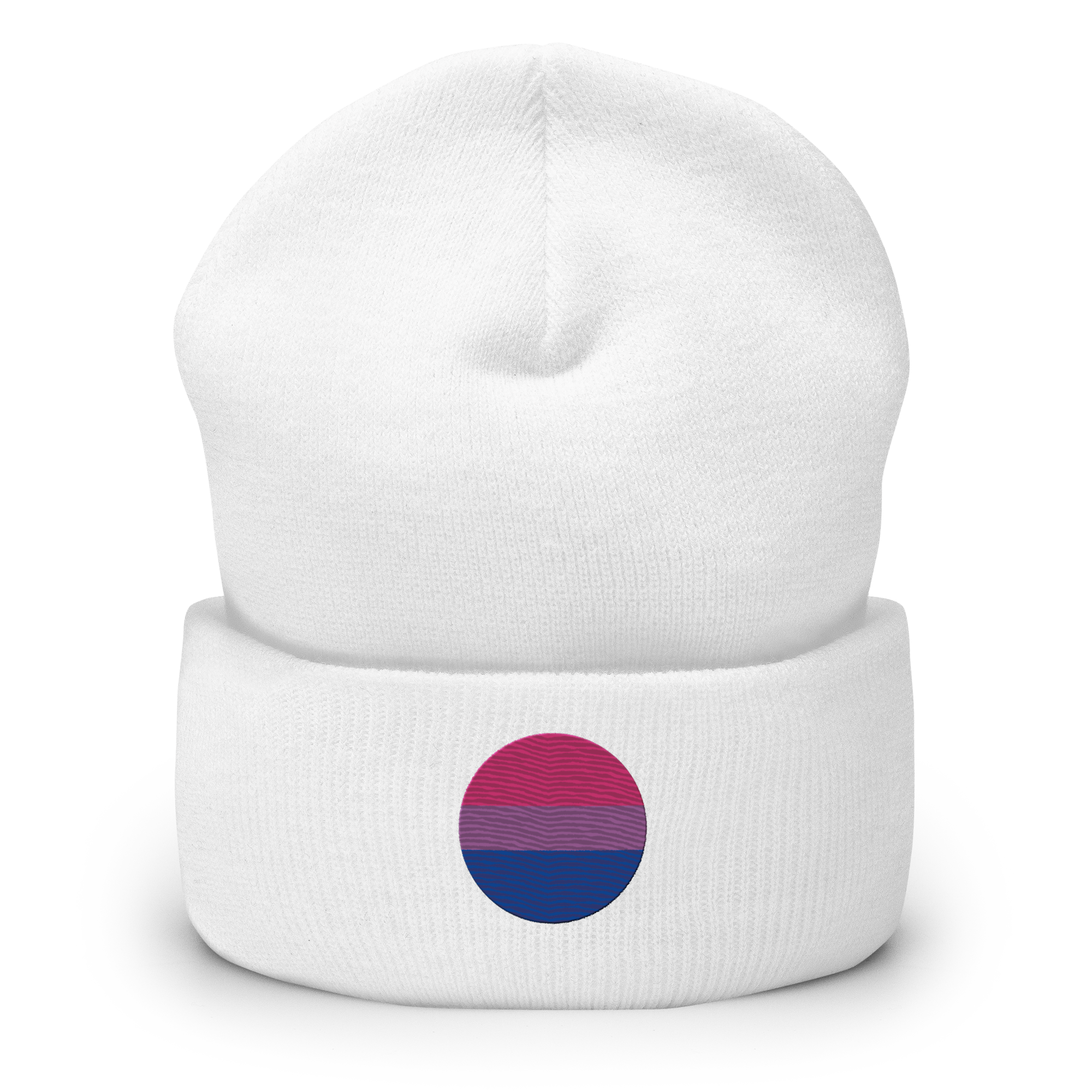 Bisexual Flag Embroidered Circle Beanie: Celebratory LGBTQ+ Pride Design