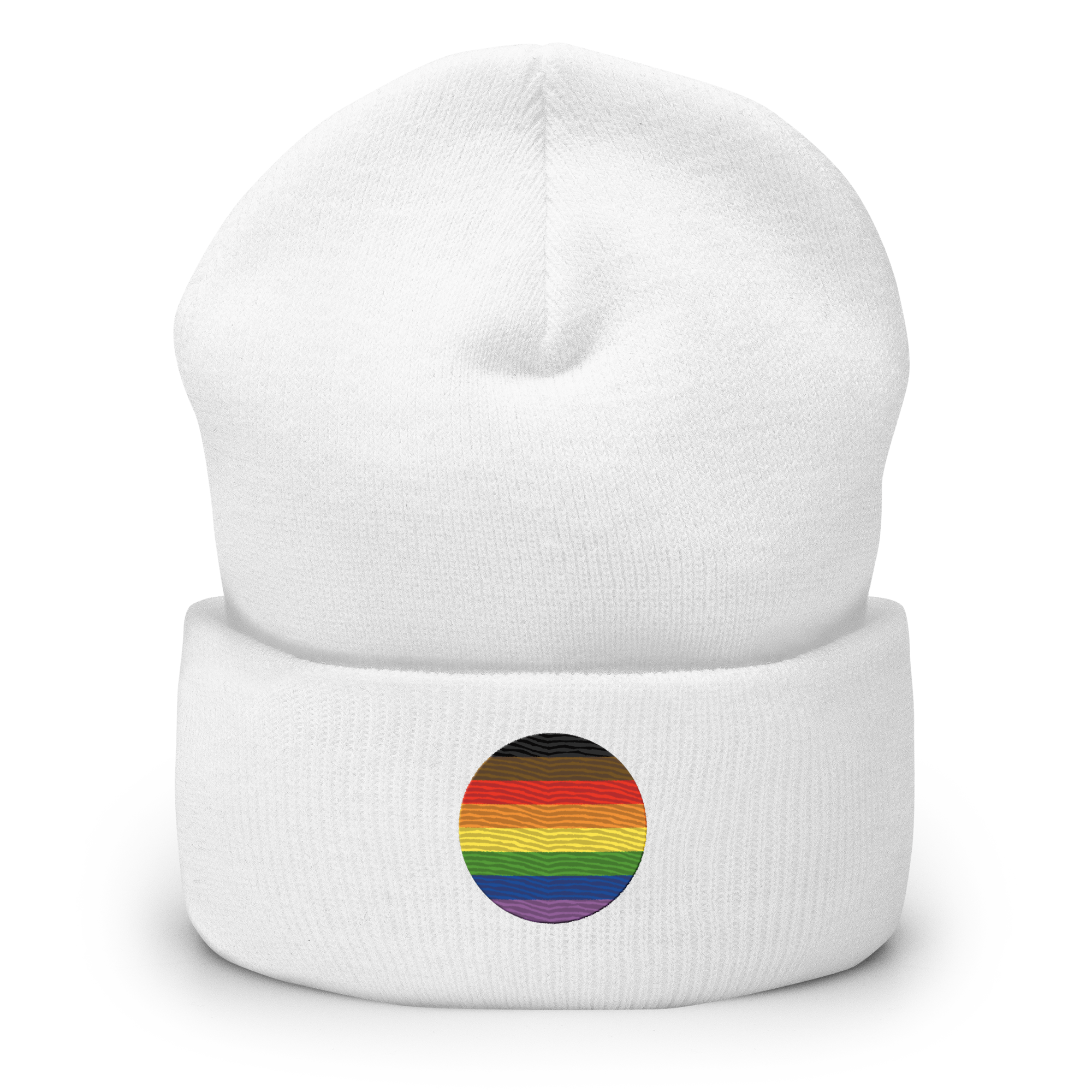Philly Pride Flag Embroidered Circle Beanie: Celebratory LGBTQ+ Pride Design