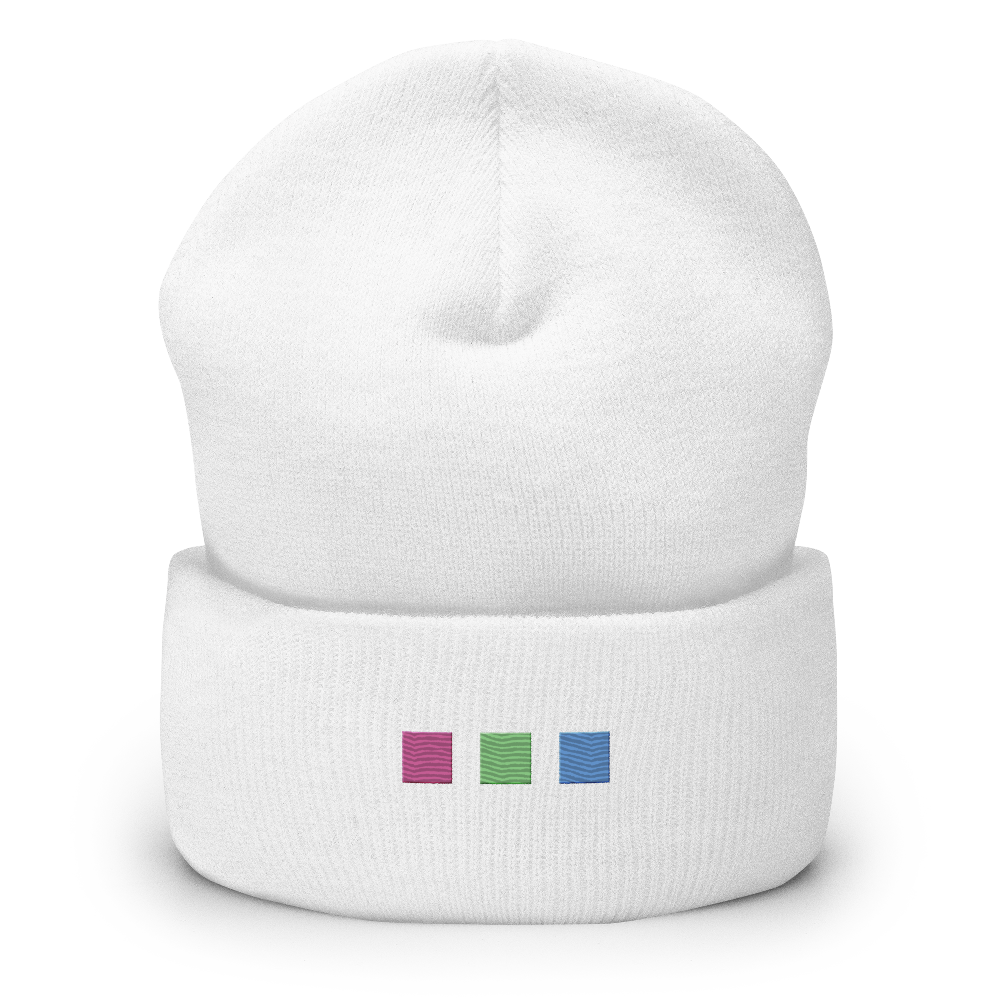 Embroidered Polysexual Beanie: Pride Flag Horizontal Square Design