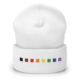 Embroidered Philly Pride Beanie: Pride Flag Horizontal Square Design